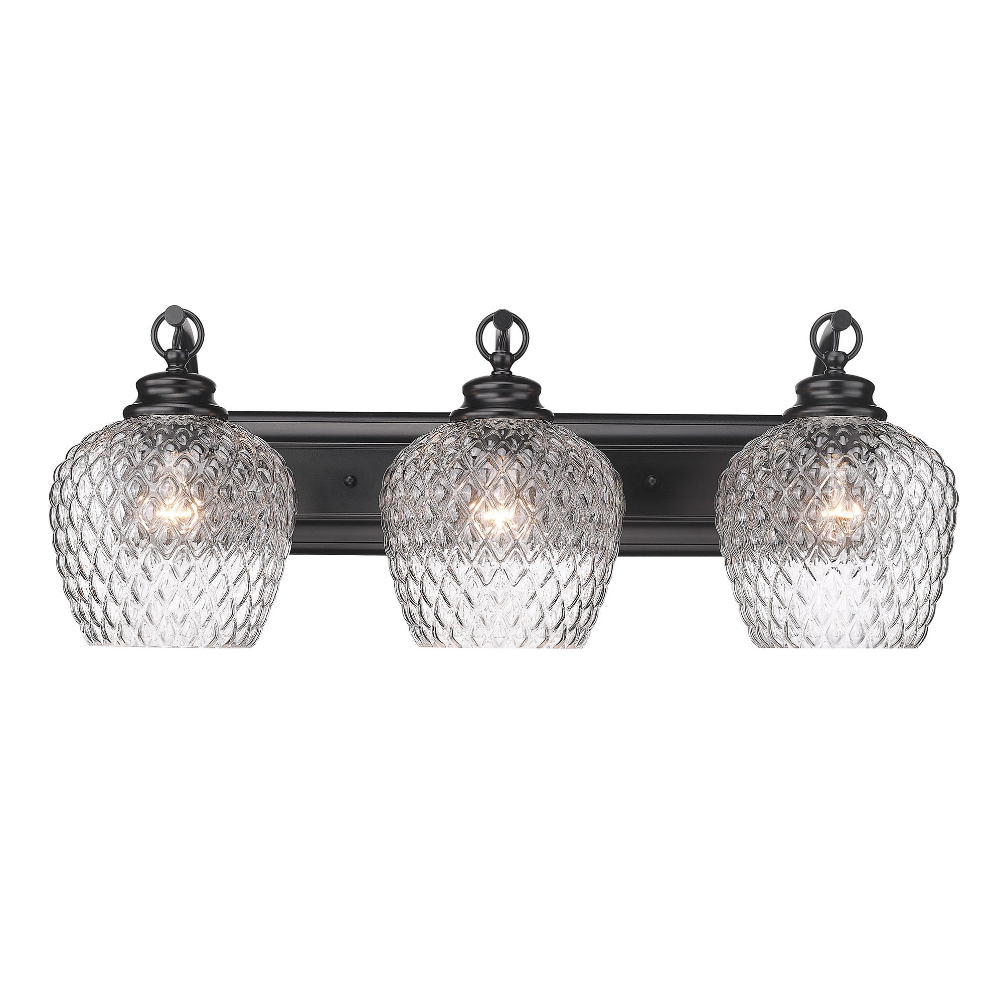 Adeline 3 Light Bath Vanity in Matte Black with Clear Glass Shade - Default Title - Golden Lighting