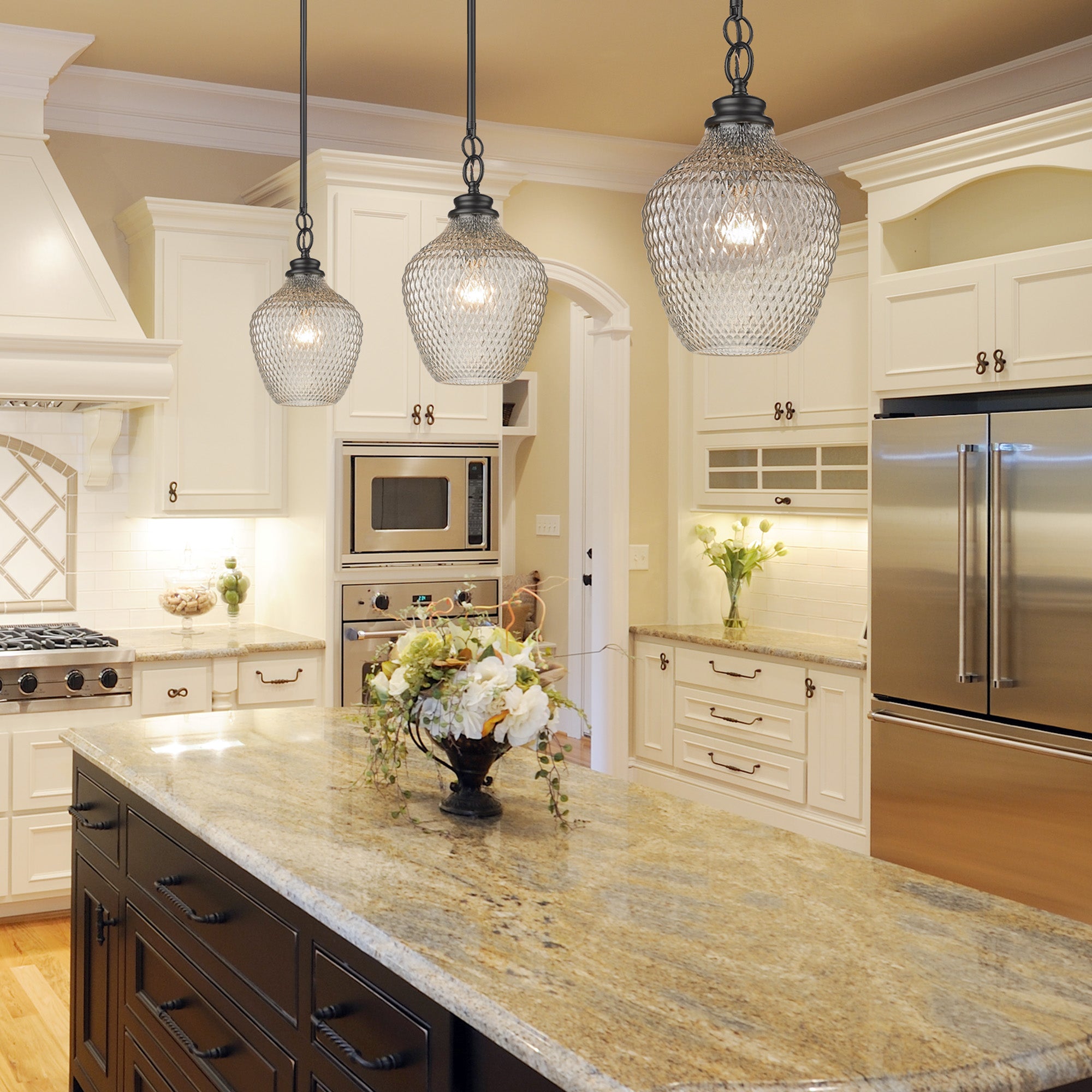Adeline Medium Pendant in Matte Black with Clear Glass Shade - Default Title - Golden Lighting
