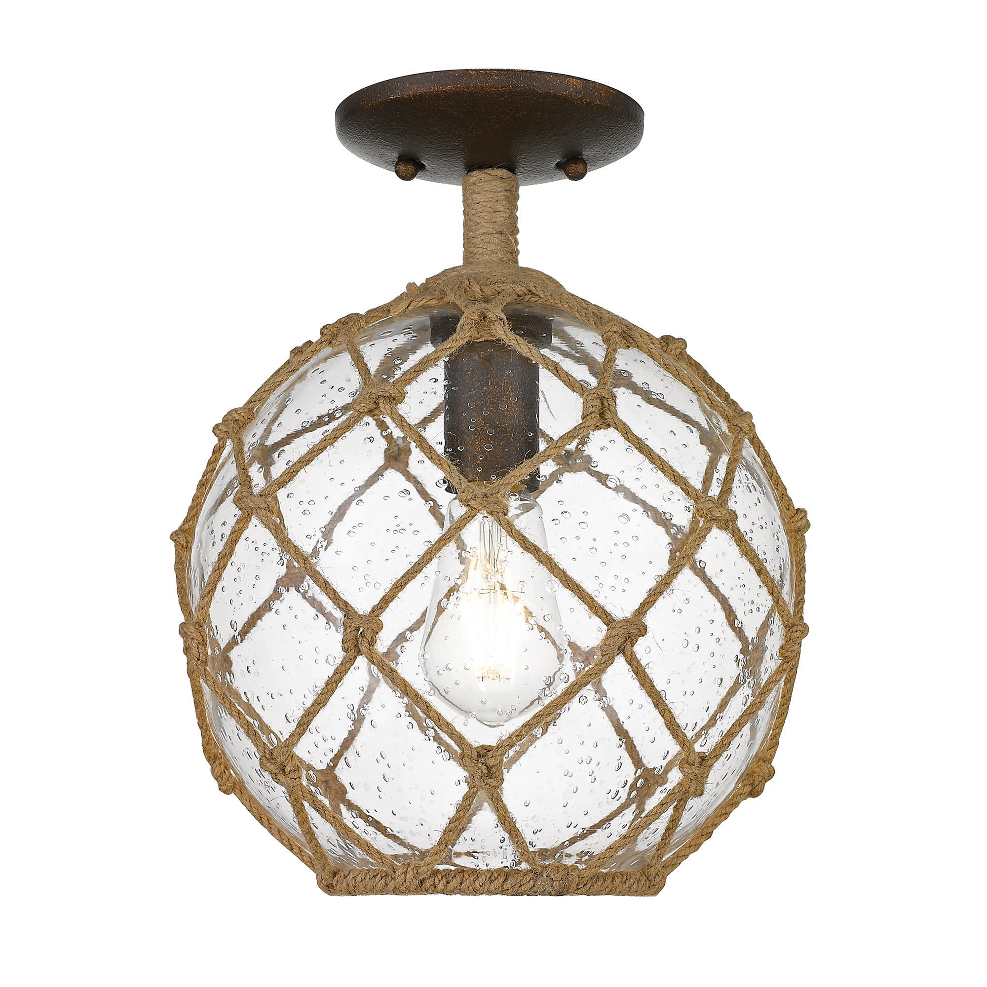 Wry Lighting Haddoc 1-light Semi-Flush Mount in Burnished Chestnut - Default Title - Golden Lighting