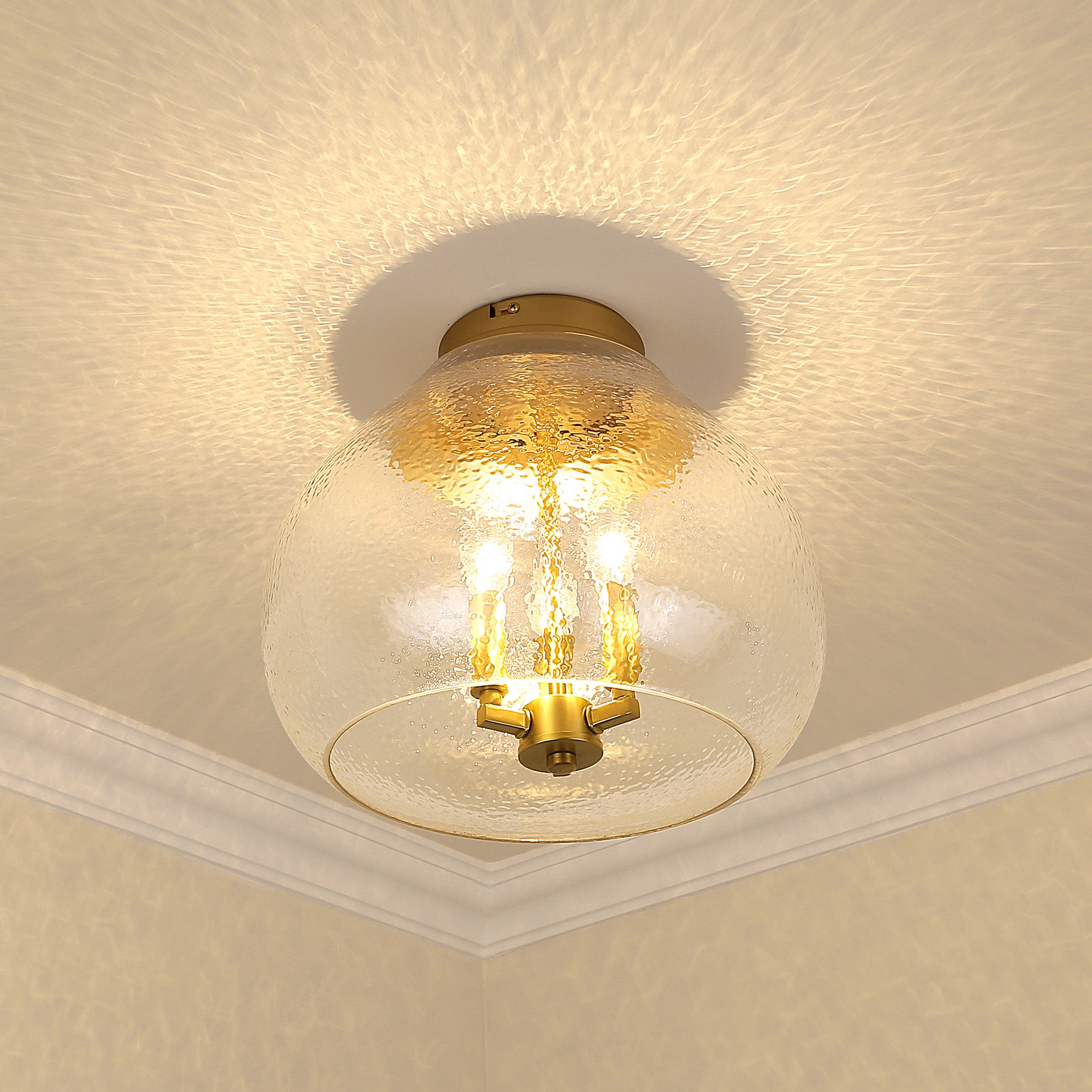 Golden Lighting Ariella 3-light Flush Mount in Brushed Champagne Brass - - Golden Lighting
