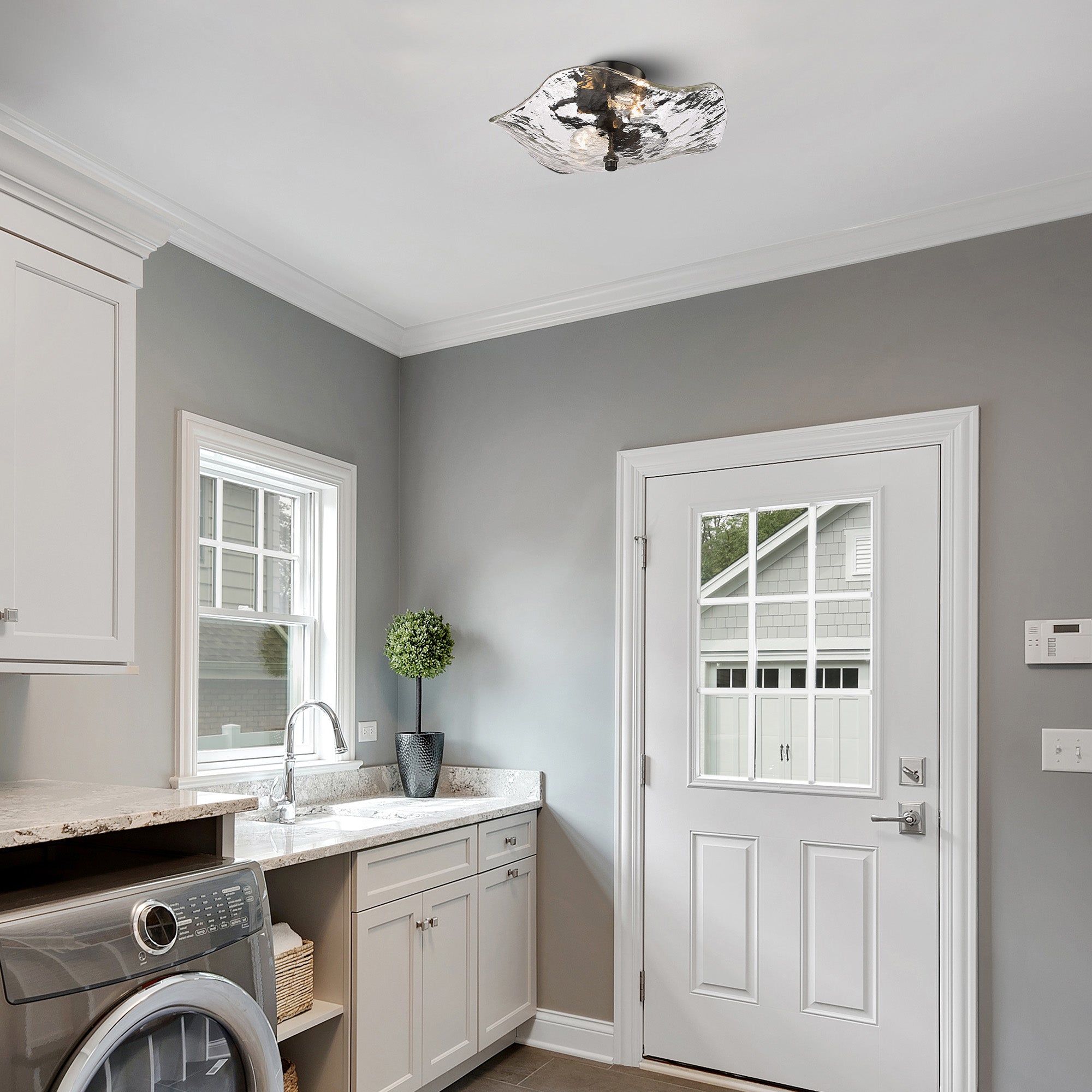 Golden Lighting Samara 2-light Semi-Flush Mount in Matte Black - - Golden Lighting