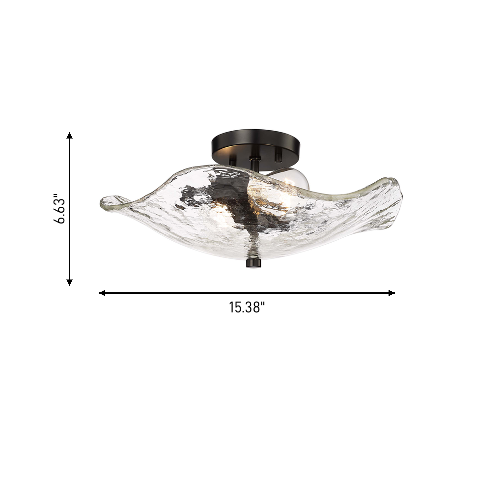 Samara 2-light Semi-Flush Mount in Matte Black, dimensions diagram - Golden Lighting