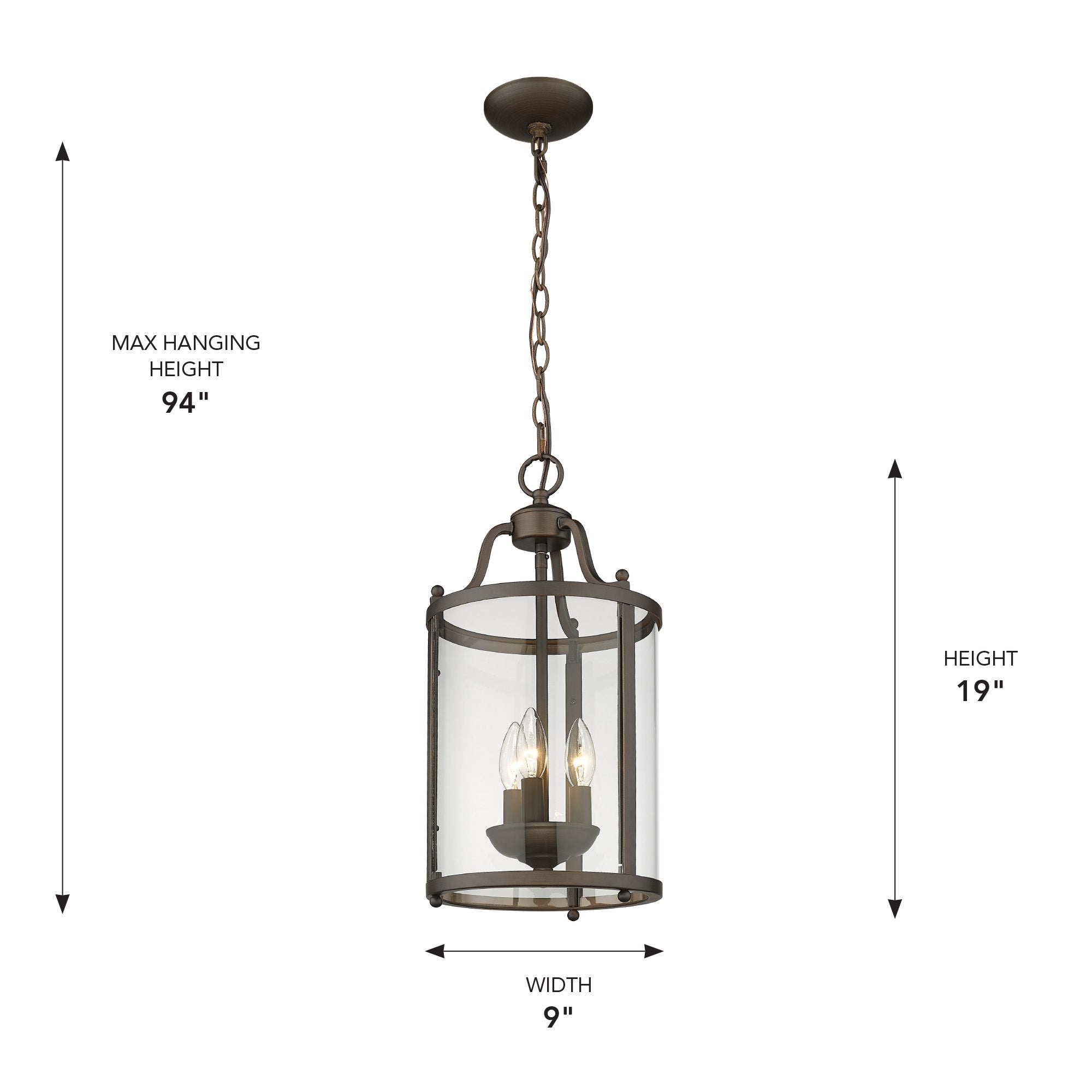 Golden Lighting Payton 3-light Pendant in Rubbed Bronze - - Golden Lighting
