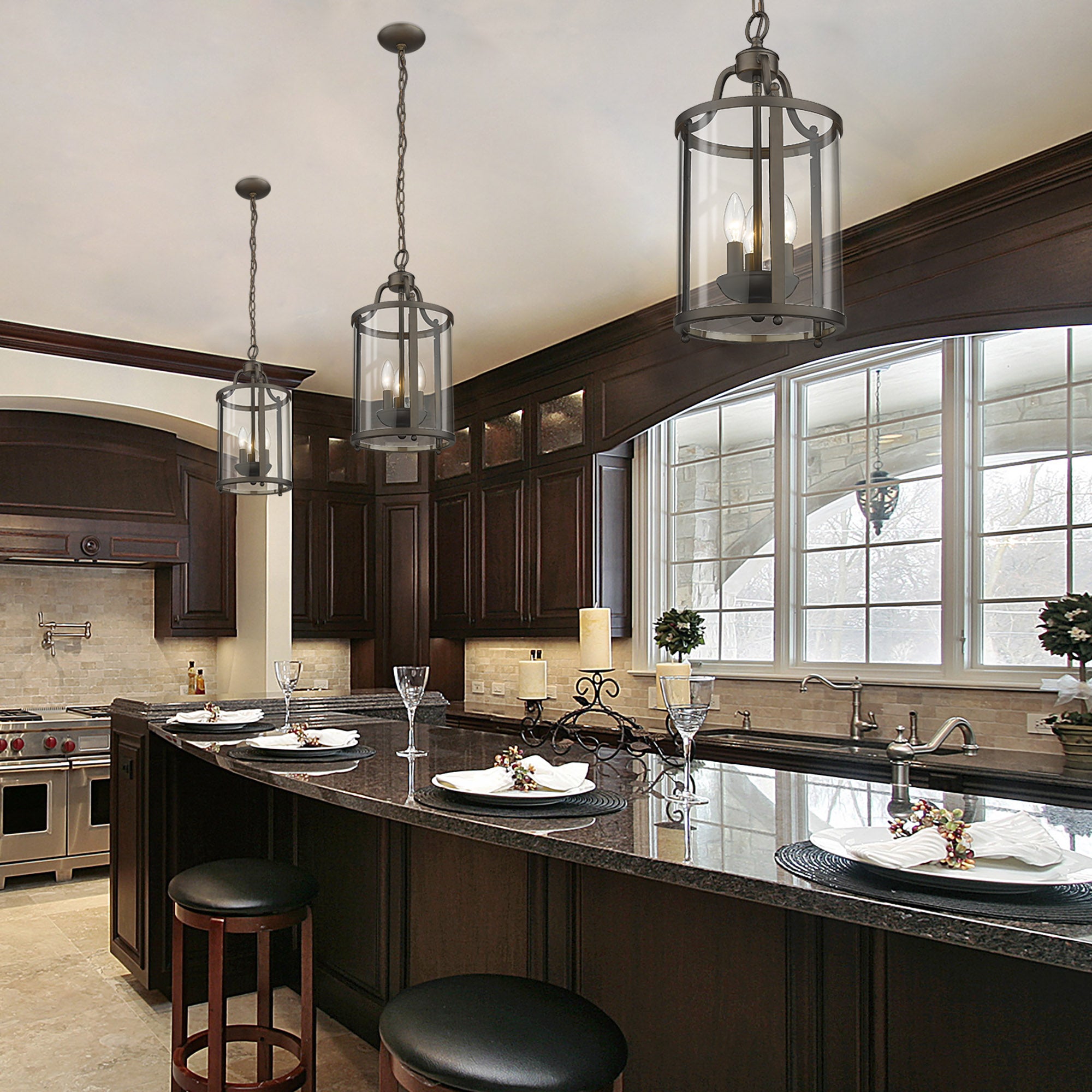 Golden Lighting Payton 3-light Pendant in Rubbed Bronze - - Golden Lighting