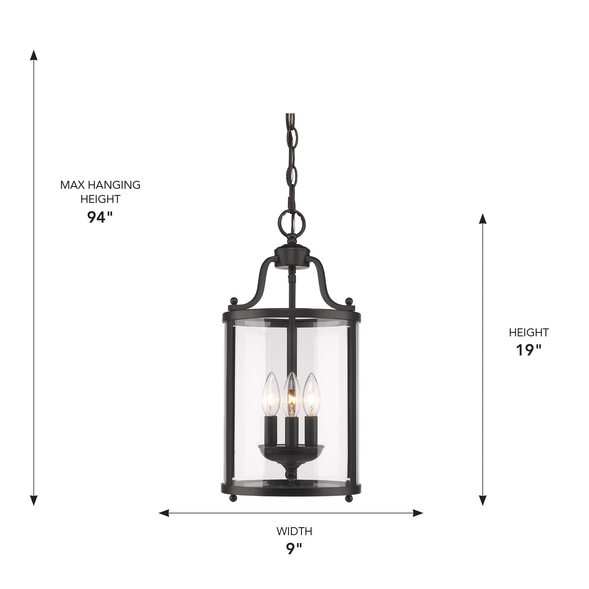 Golden Lighting Payton 3-light Pendant in Matte Black
