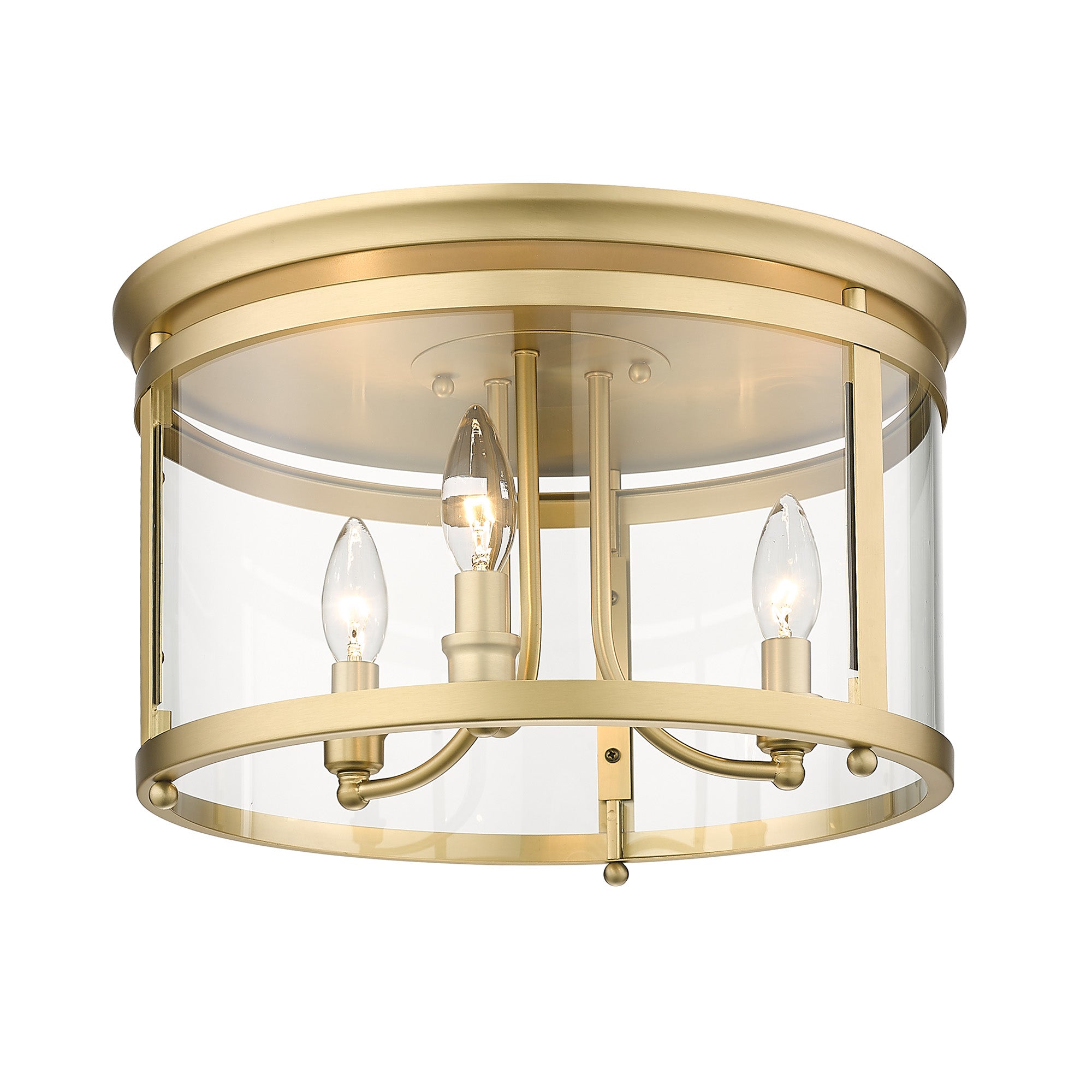 Golden Lighting Payton 3-light Flush Mount in Brushed Champagne Brass - Default Title - Golden Lighting