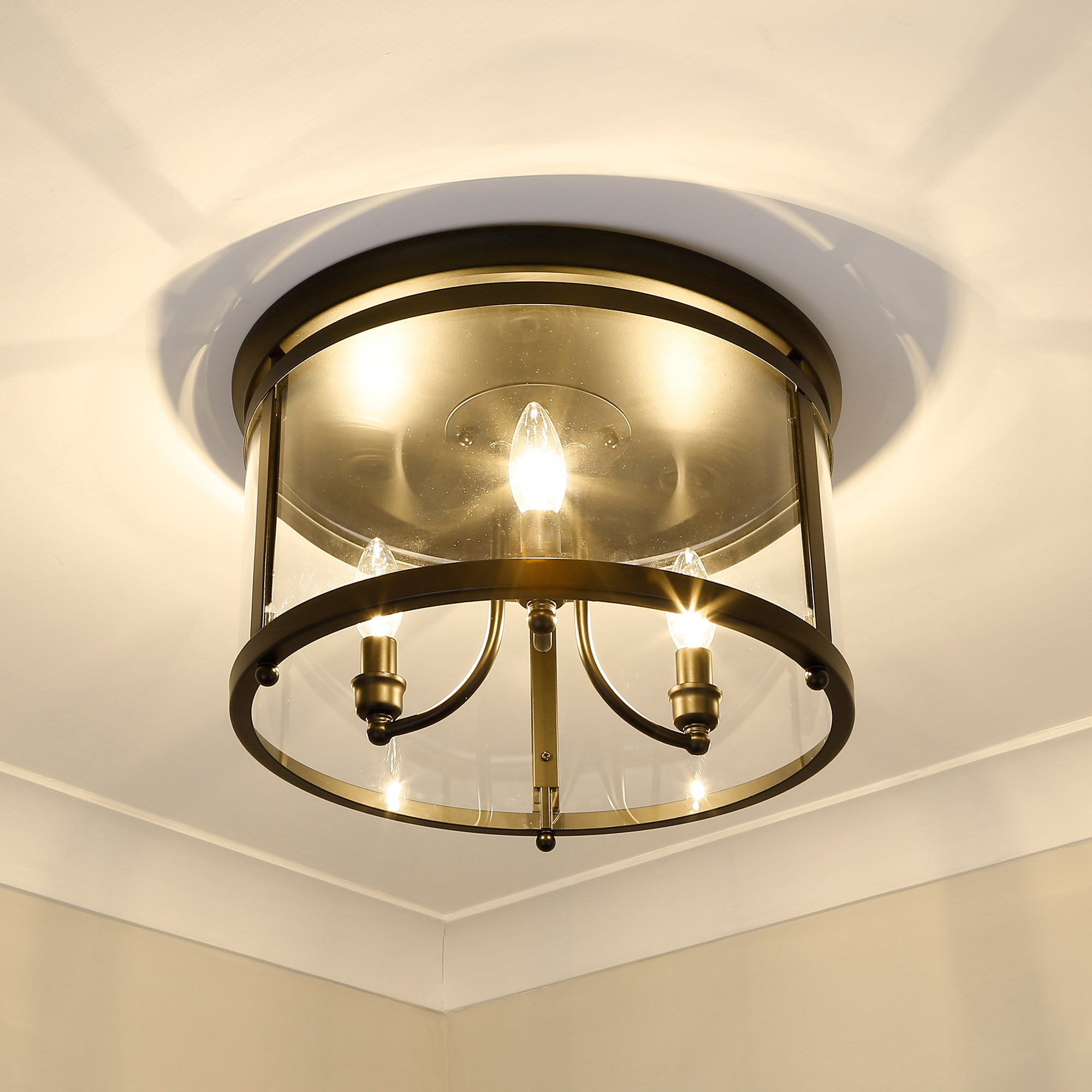 Golden Lighting Payton 3-light Flush Mount in Matte Black - - Golden Lighting
