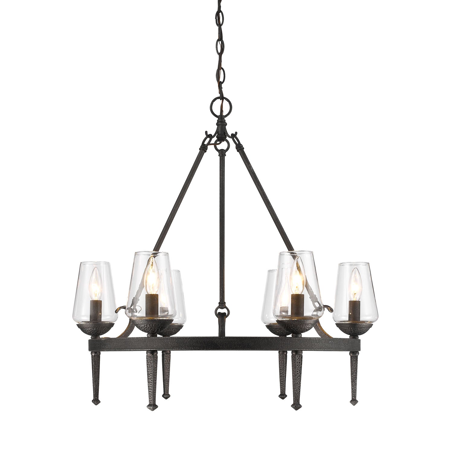 Marcellis 6 Light Chandelier in Dark Natural Iron with Clear Glass - - Golden Lighting