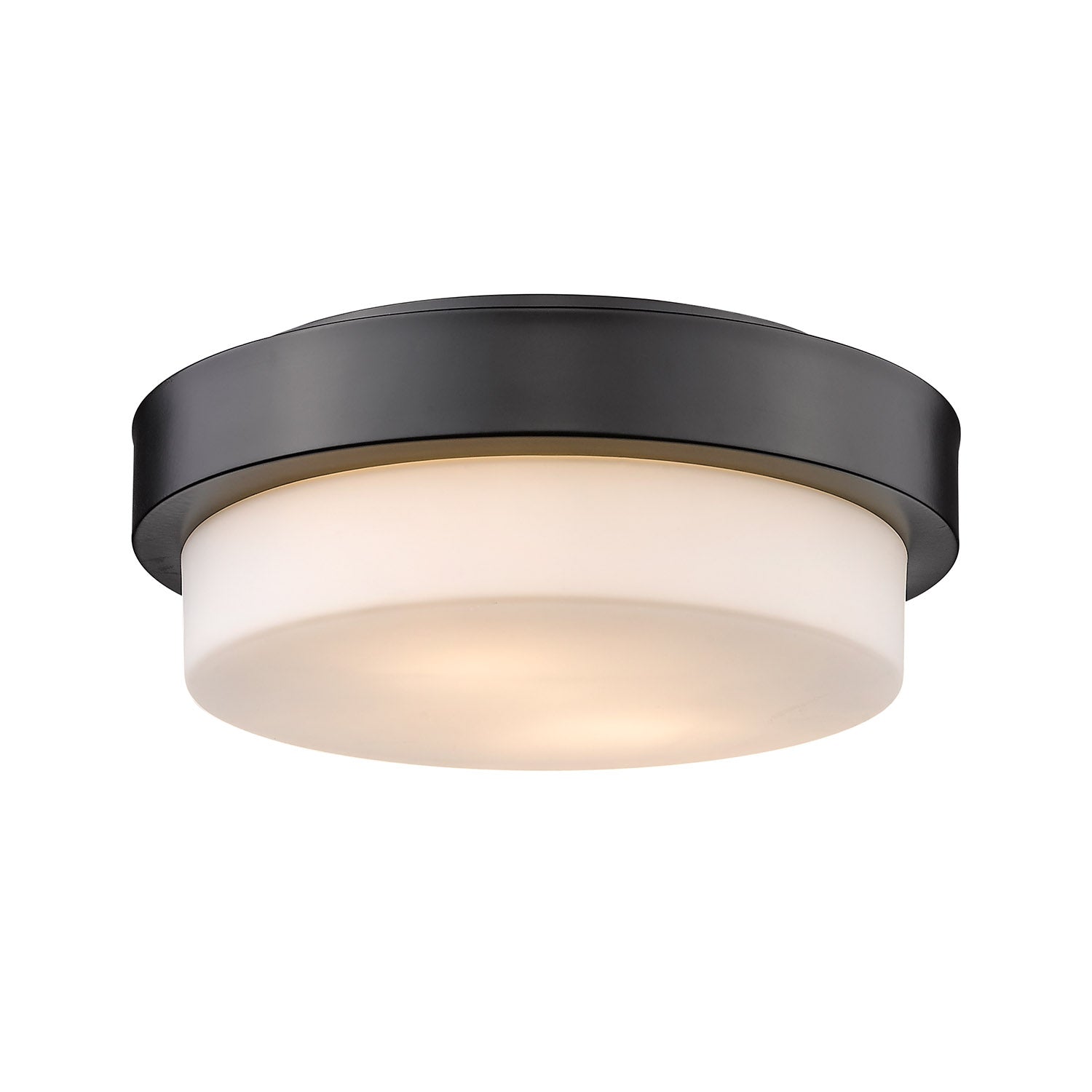 Morgon 2-light 11" Flush Mount in Matte Black and Opal Glass