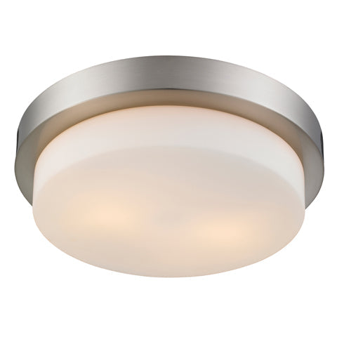 Morgon 2-light 13" Flush Mount in Pewter and Opal Glass - - Golden Lighting