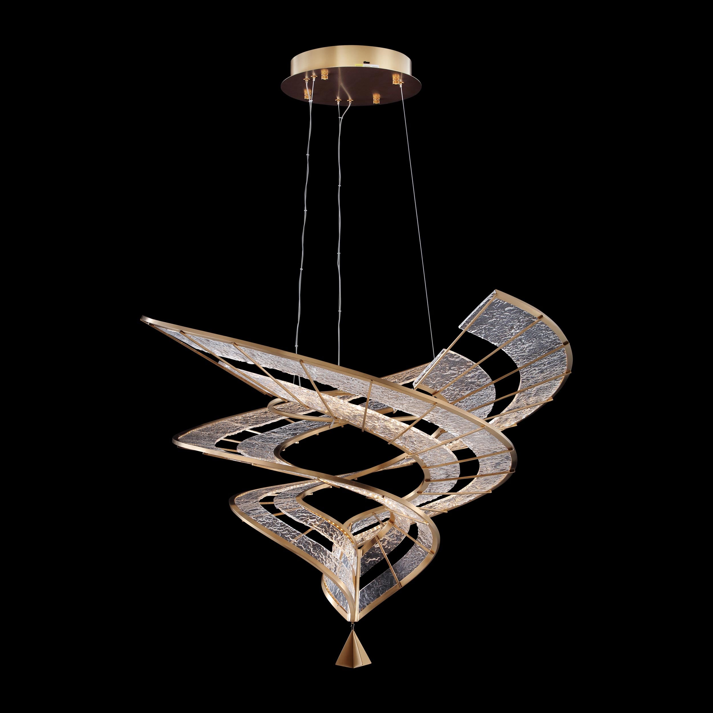 Ziva by Golden Lighting Aurora Integrated LED 36"W Pendant in Brushed Champagne - - Golden Lighting