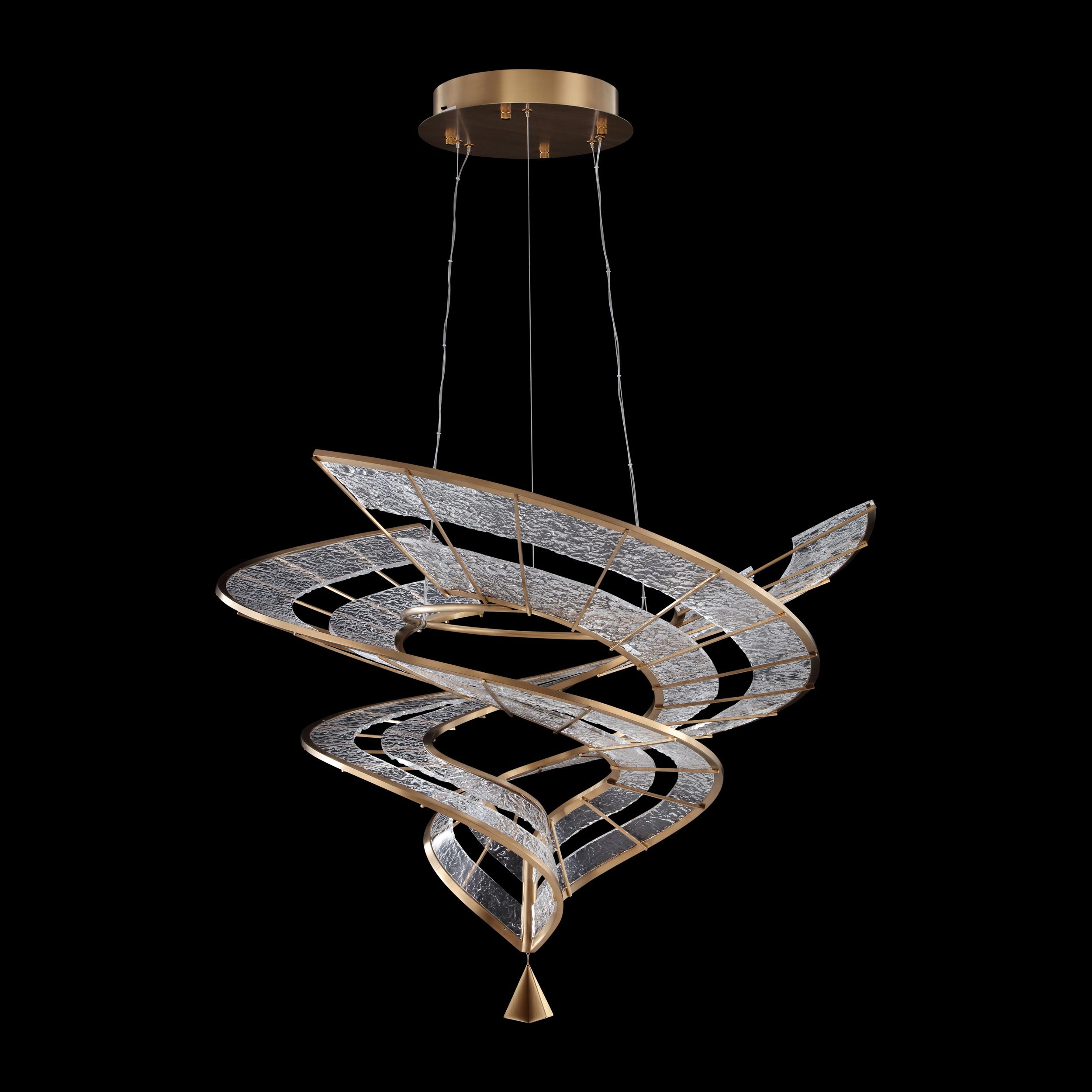 Ziva by Golden Lighting Aurora Integrated LED 36"W Pendant in Brushed Champagne - - Golden Lighting