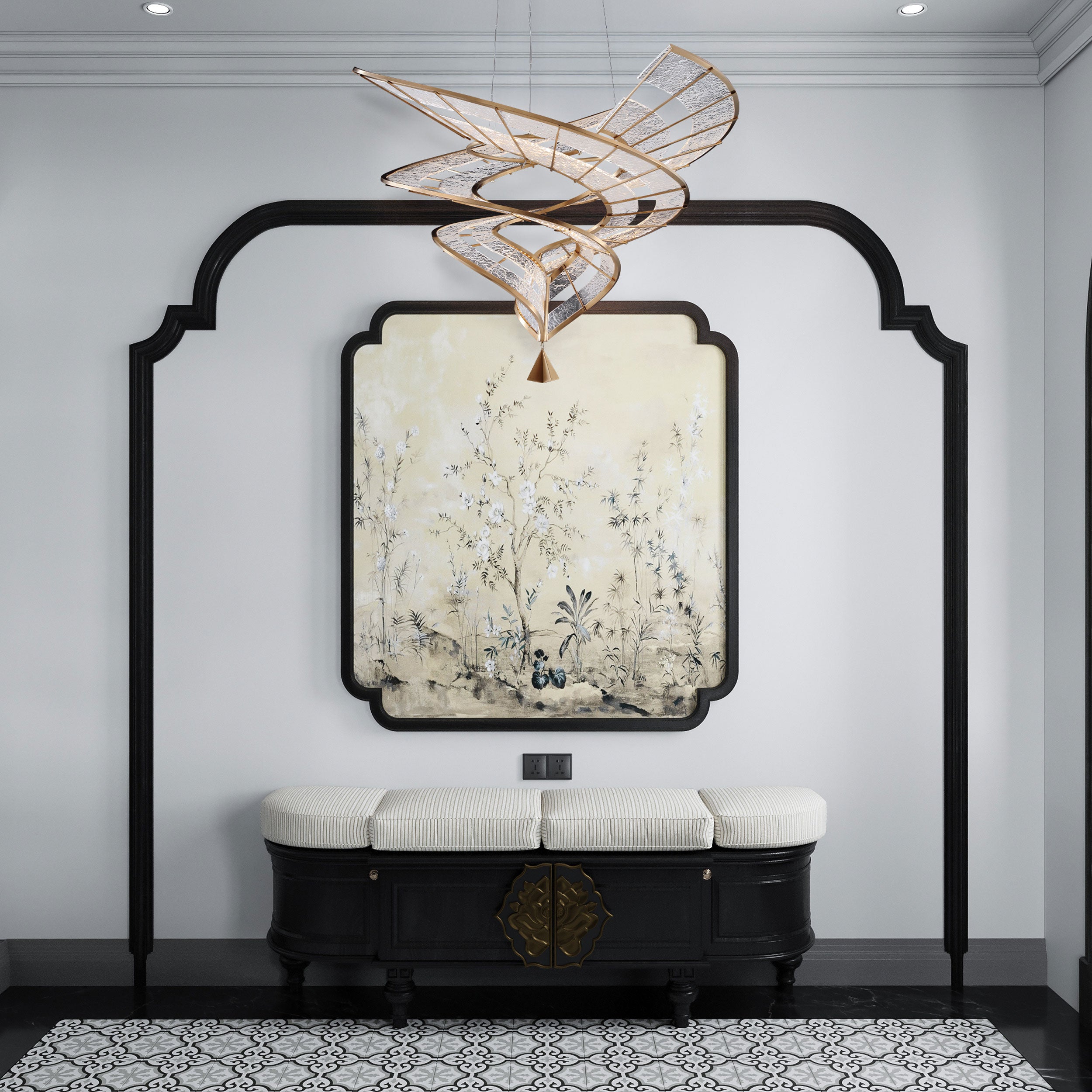 Ziva by Golden Lighting Aurora Integrated LED 36"W Pendant in Brushed Champagne - Default Title - Golden Lighting