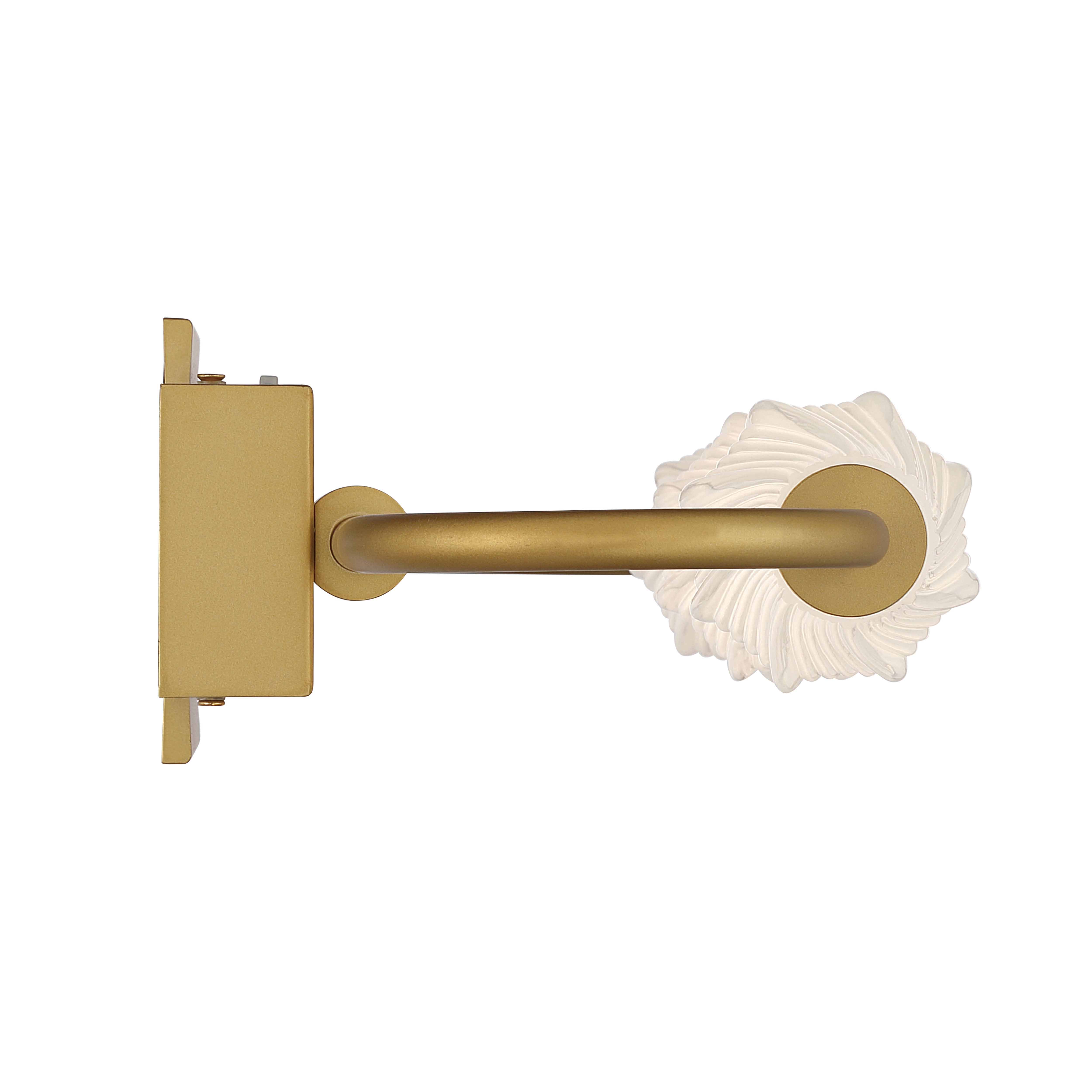 Golden Lighting Geode Integrated LED 21.5in Outdoor Wall in Satin Brushed Gold with Fluted Striped Glass - - Golden Lighting