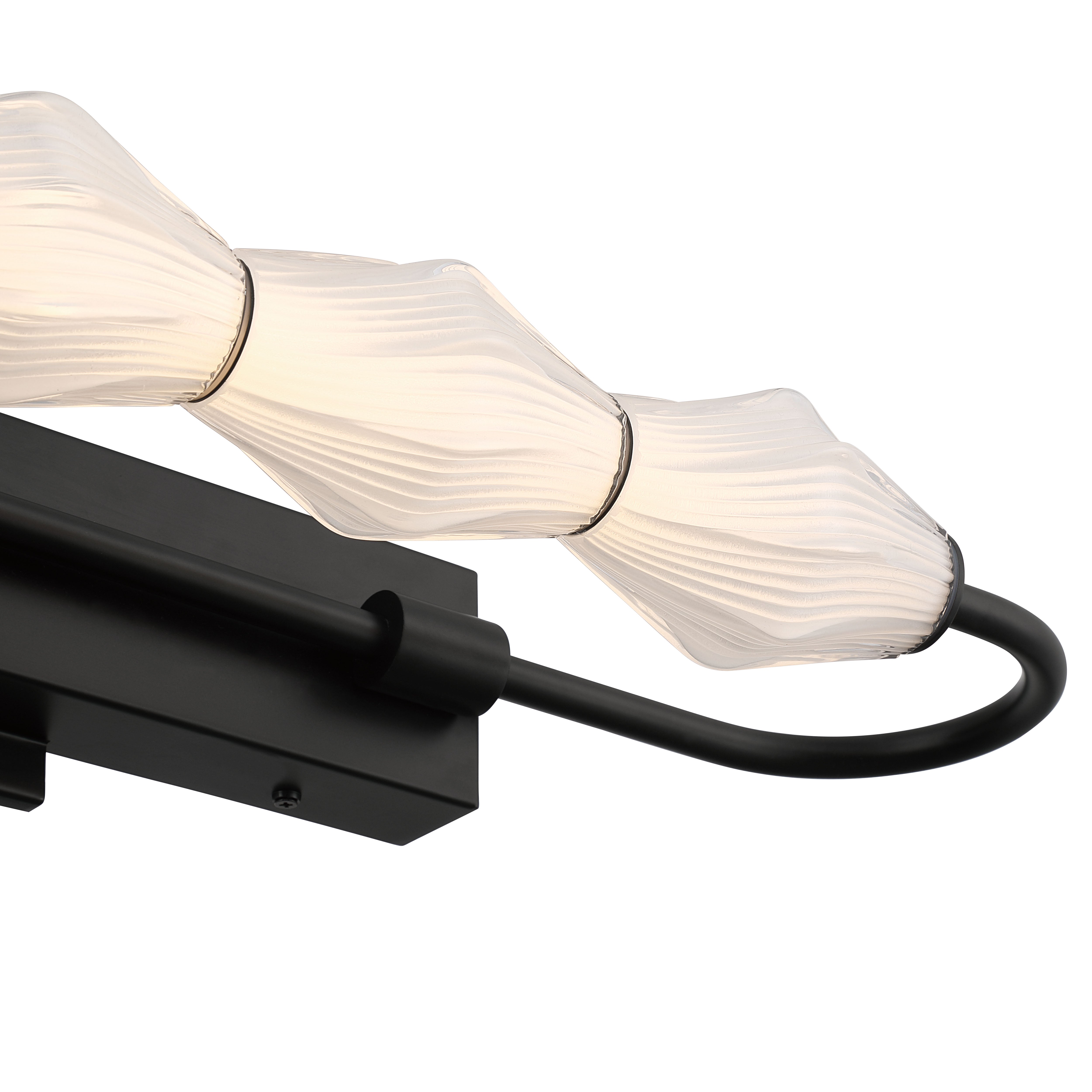 Golden Lighting Geode Integrated LED 27in Outdoor Wall in Matte Black with Fluted Striped Glass - - Golden Lighting