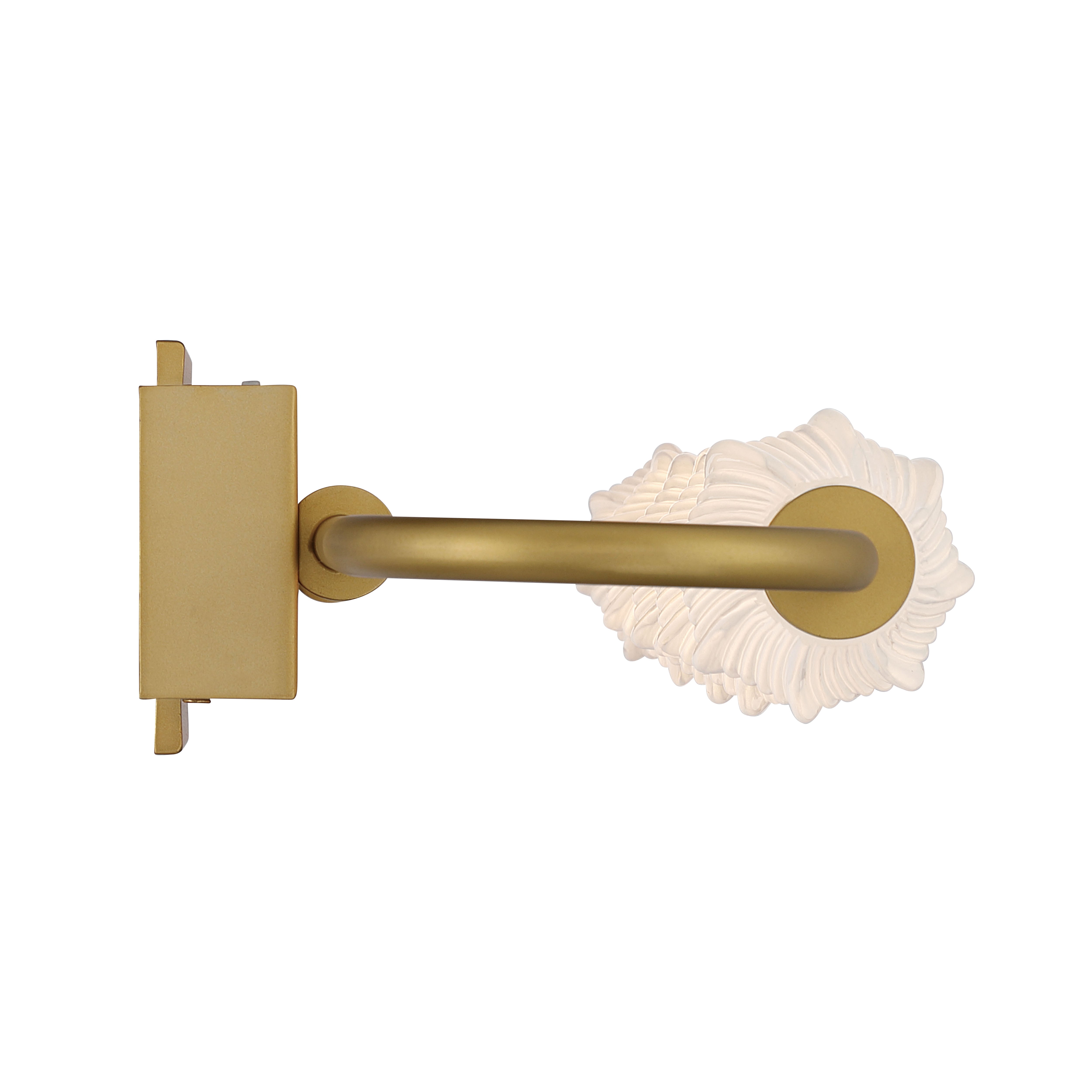 Golden Lighting Geode Integrated LED 27in Outdoor Wall in Satin Brushed Gold with Fluted Striped Glass - - Golden Lighting