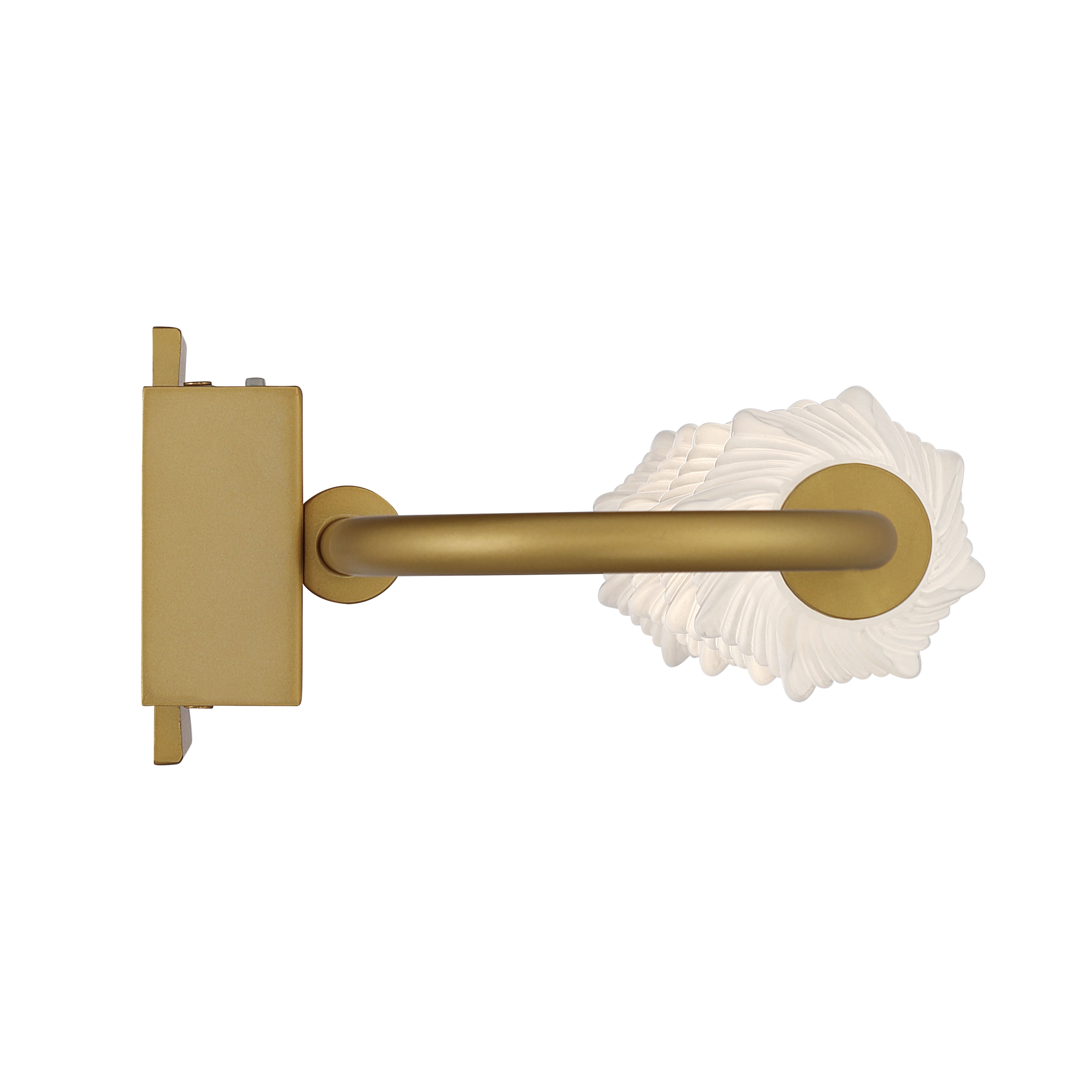 Golden Lighting Geode Integrated LED 32in Outdoor Wall in Satin Brushed Gold with Fluted Striped Glass - - Golden Lighting