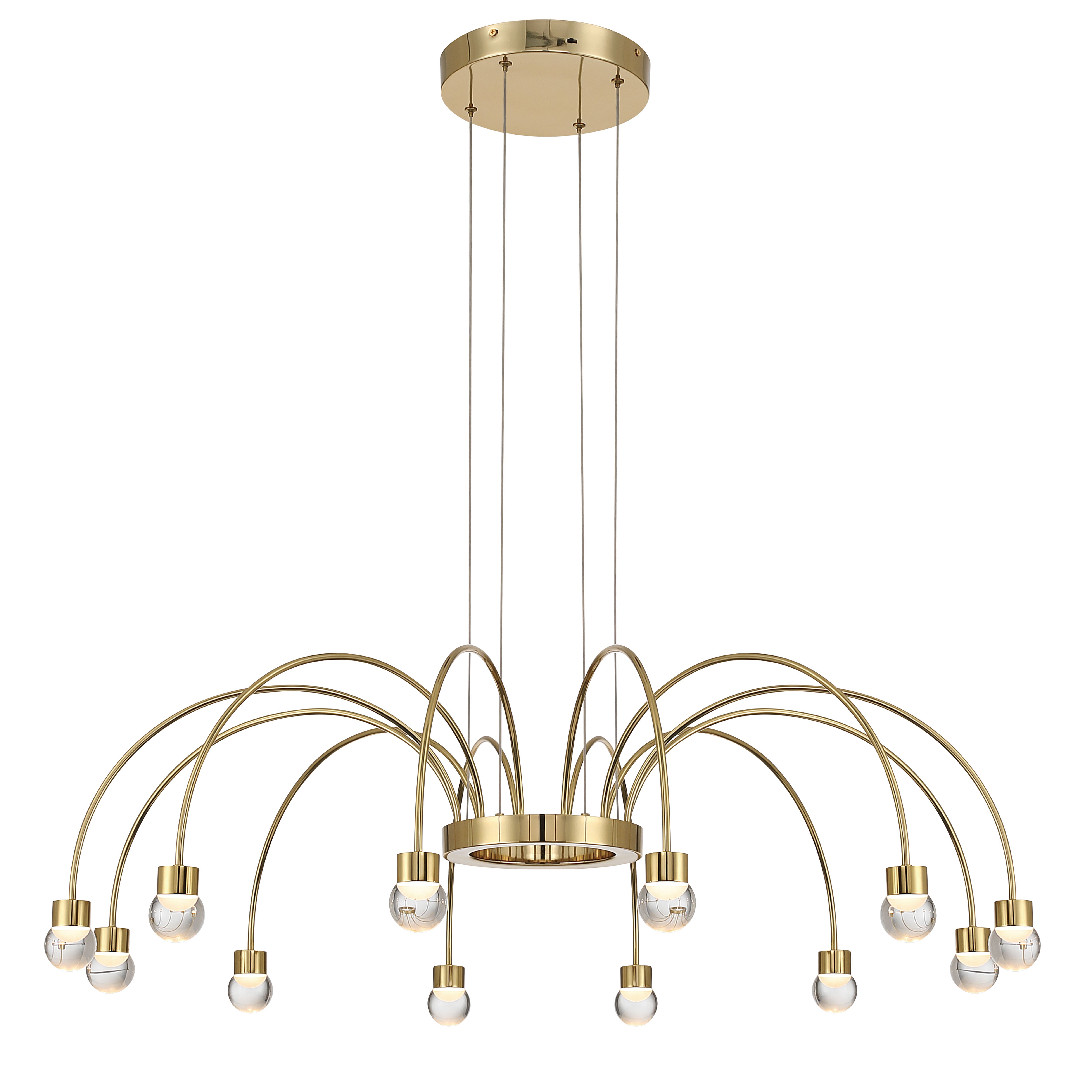 Vario 12 light Chandelier in Titanium Gold with Globe diffusers - - Golden Lighting