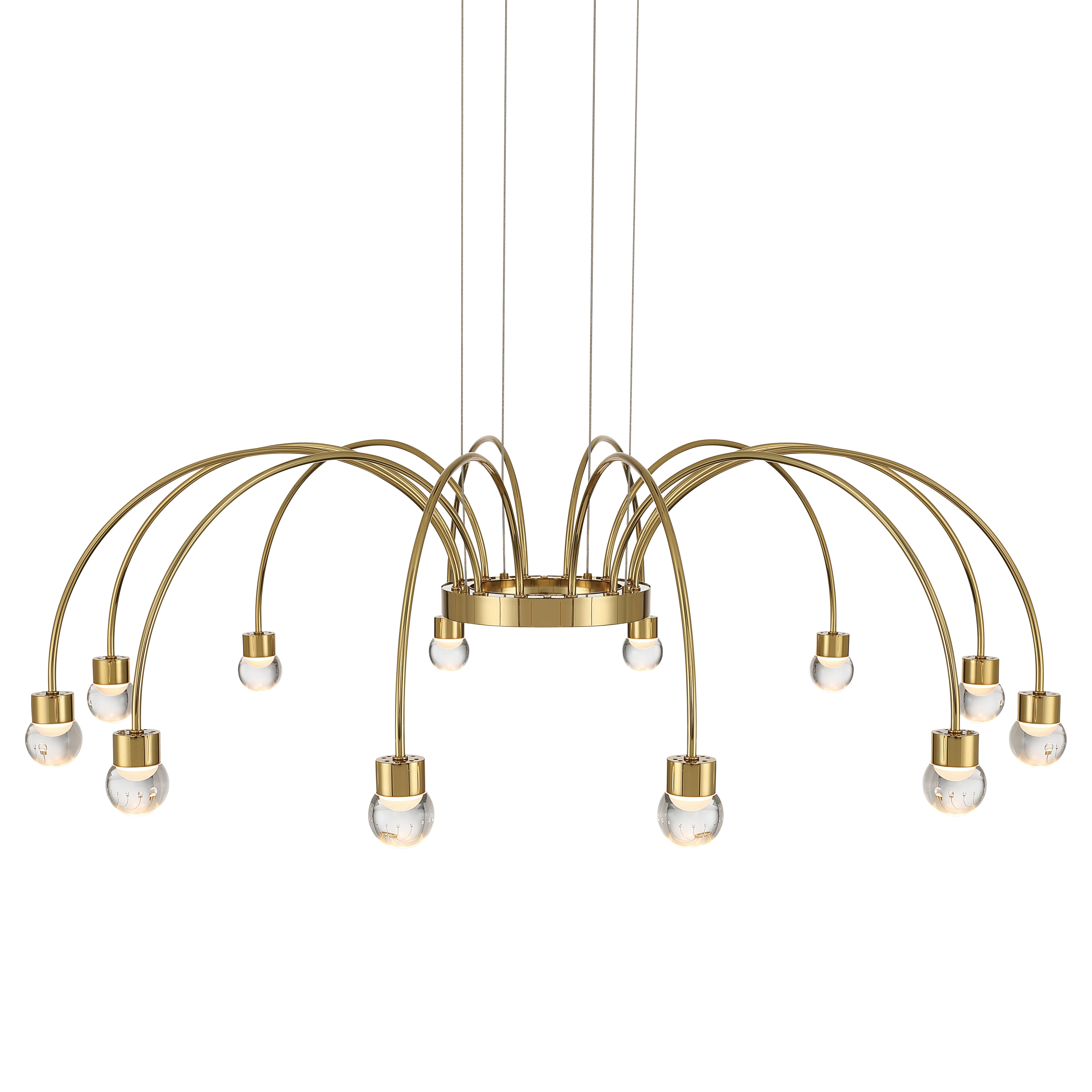 Vario 12 light Chandelier in Titanium Gold with Globe diffusers - - Golden Lighting