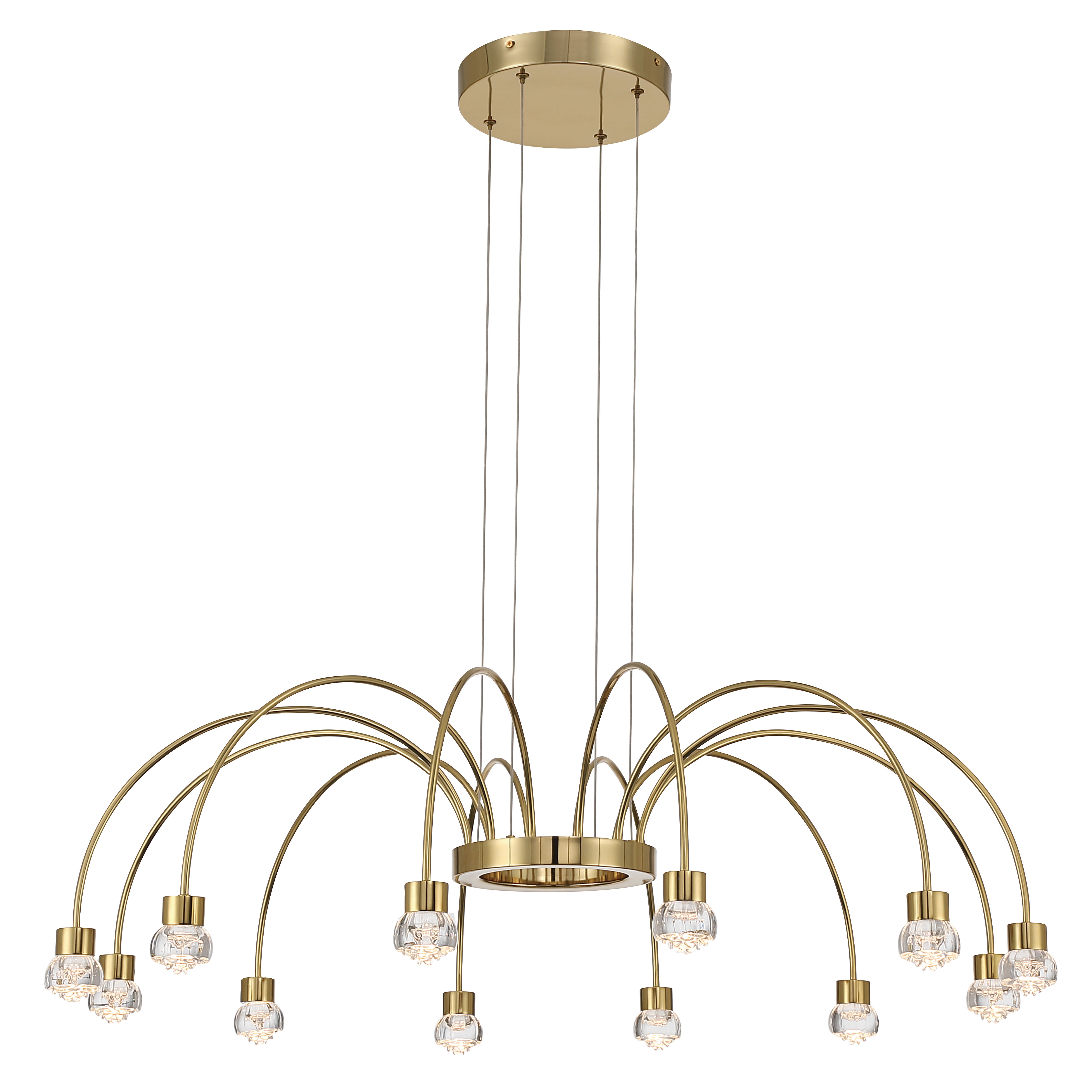 Vario Integrated LED 12 light Chandelier in Titanium Gold with Rose diffusers - - Golden Lighting