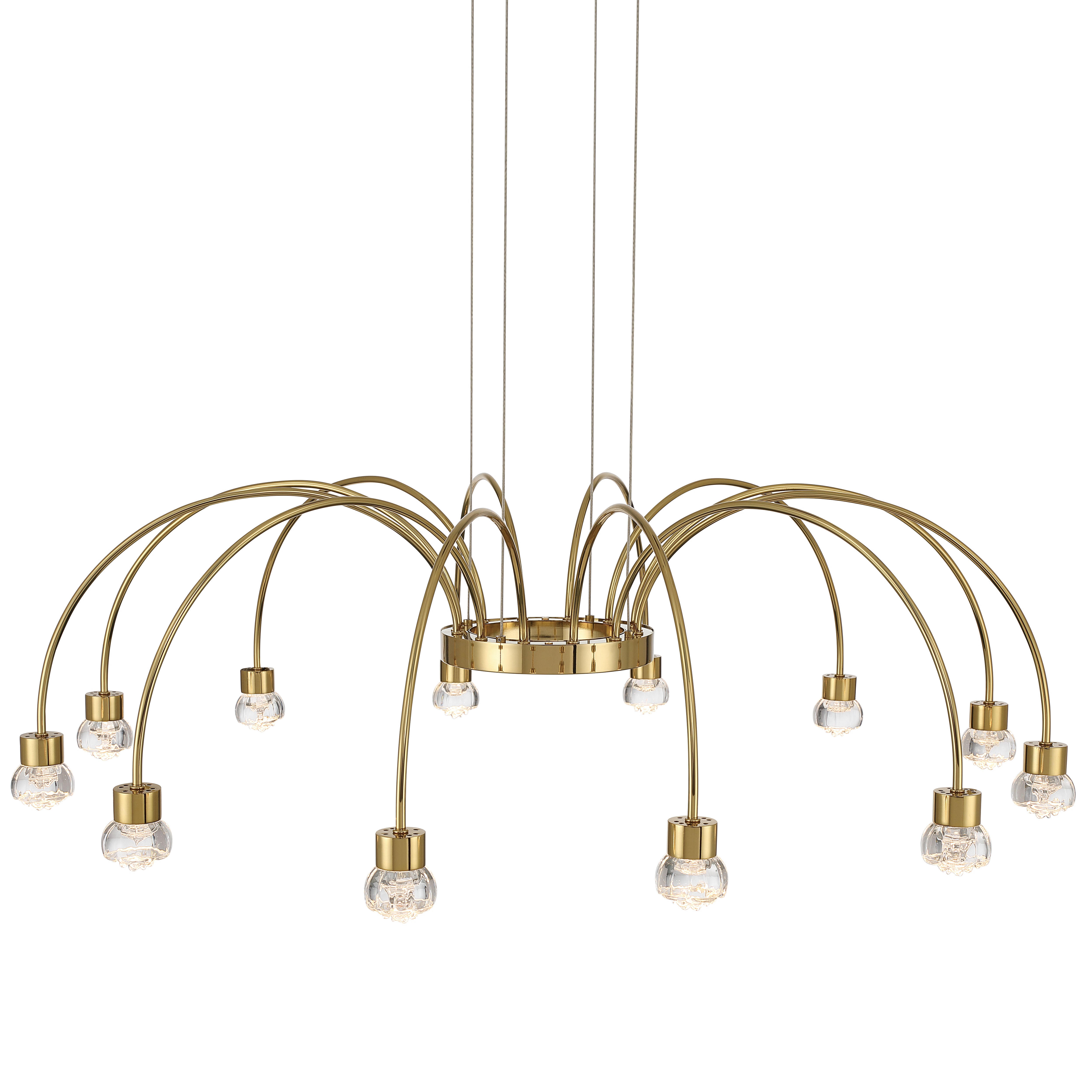 Vario Integrated LED 12 light Chandelier in Titanium Gold with Rose diffusers - - Golden Lighting