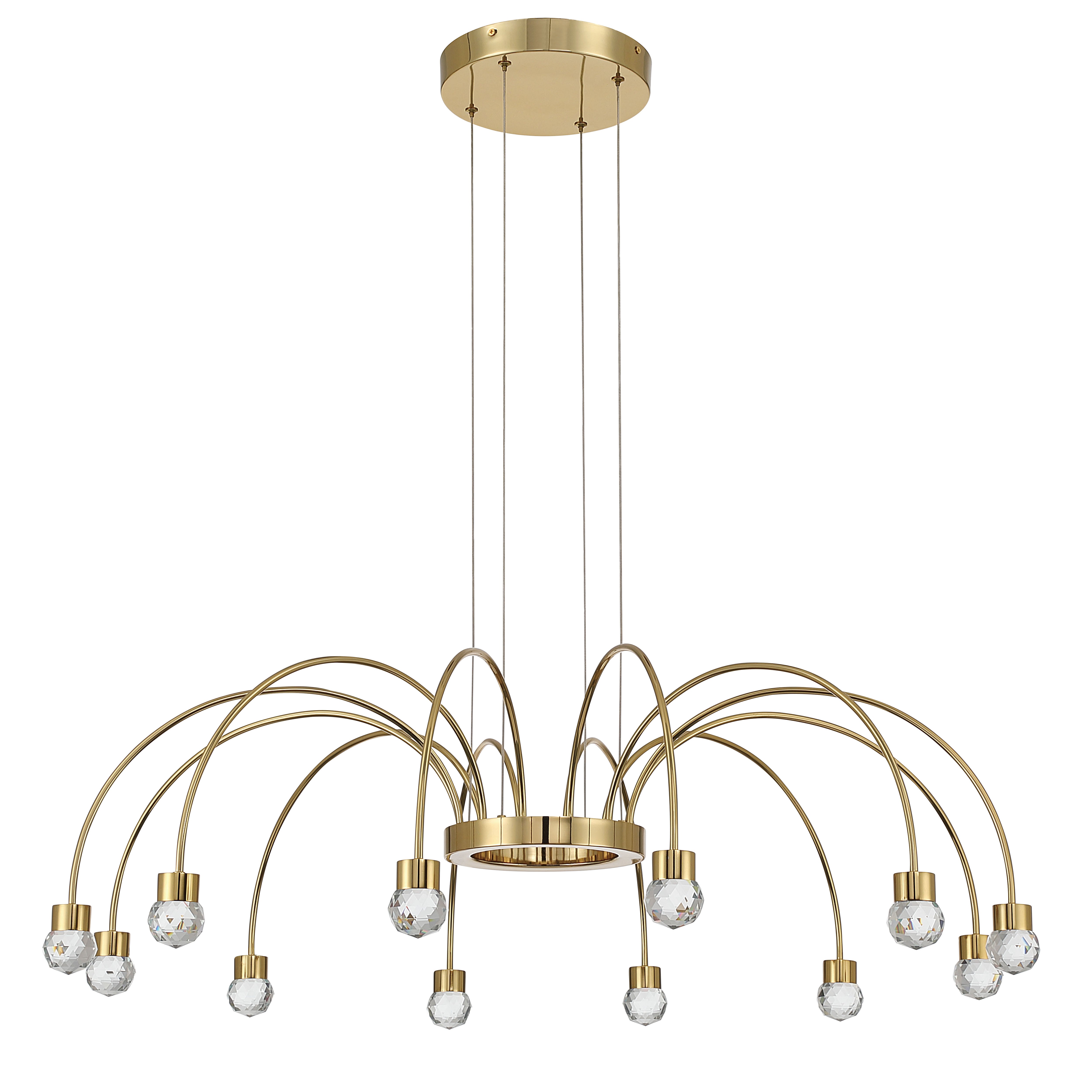 Vario Integrated LED 12 light Chandelier in Titanium Gold with Crystal diffusers - - Golden Lighting
