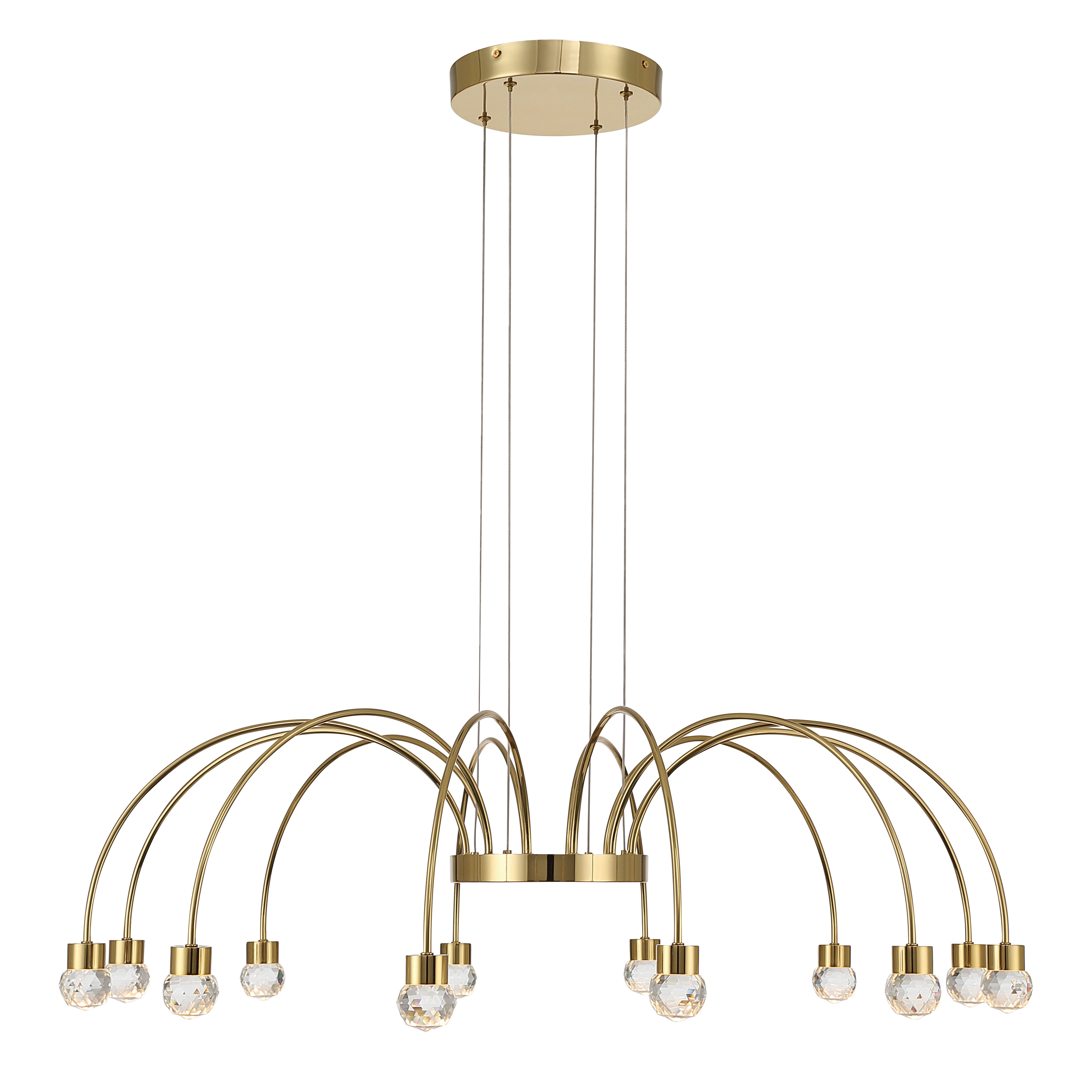 Vario Integrated LED 12 light Chandelier in Titanium Gold with Crystal diffusers - - Golden Lighting