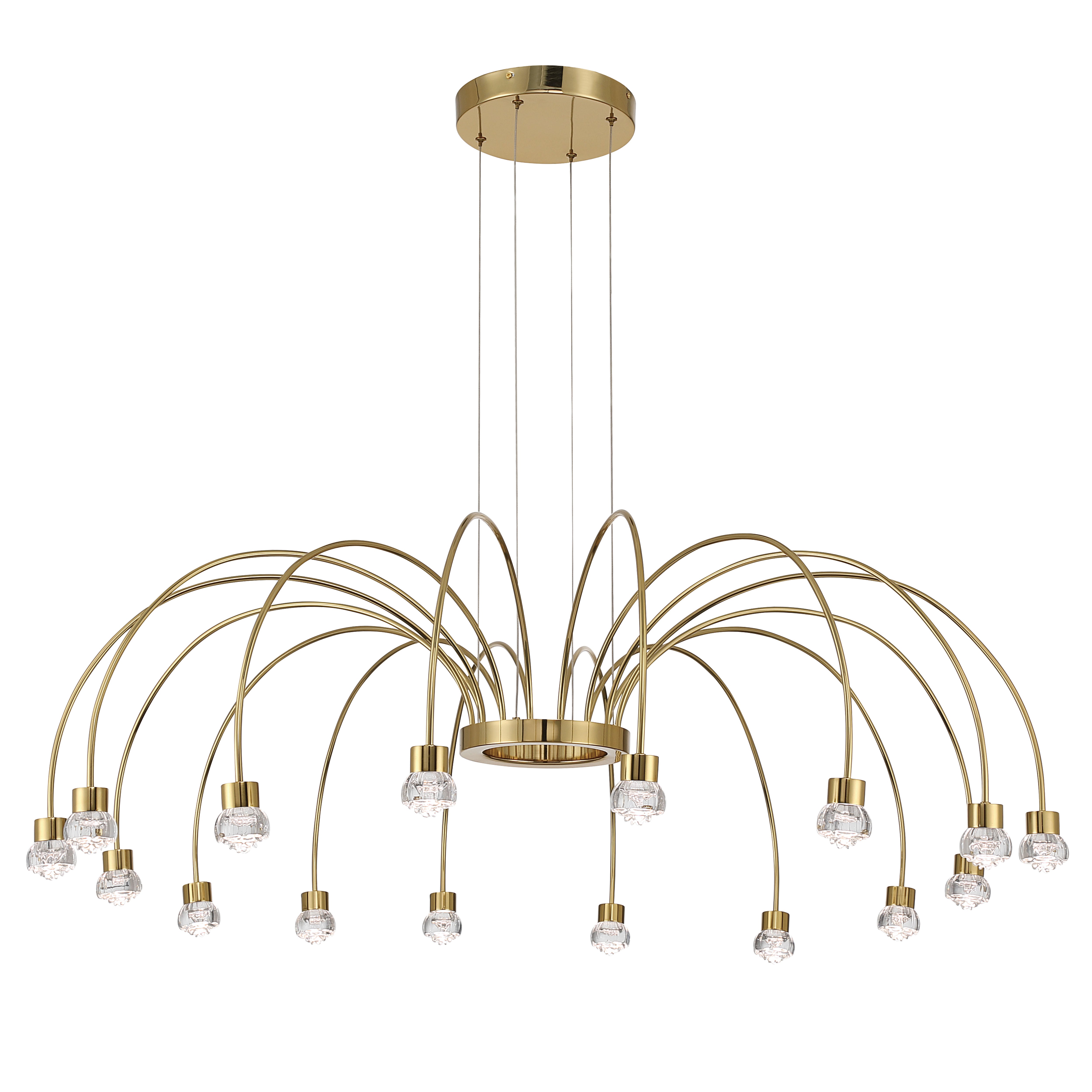 Yep by Golden Lighting Vario Integrated LED 16 light Chandelier in Titanium Gold with Rose diffusers - - Golden Lighting
