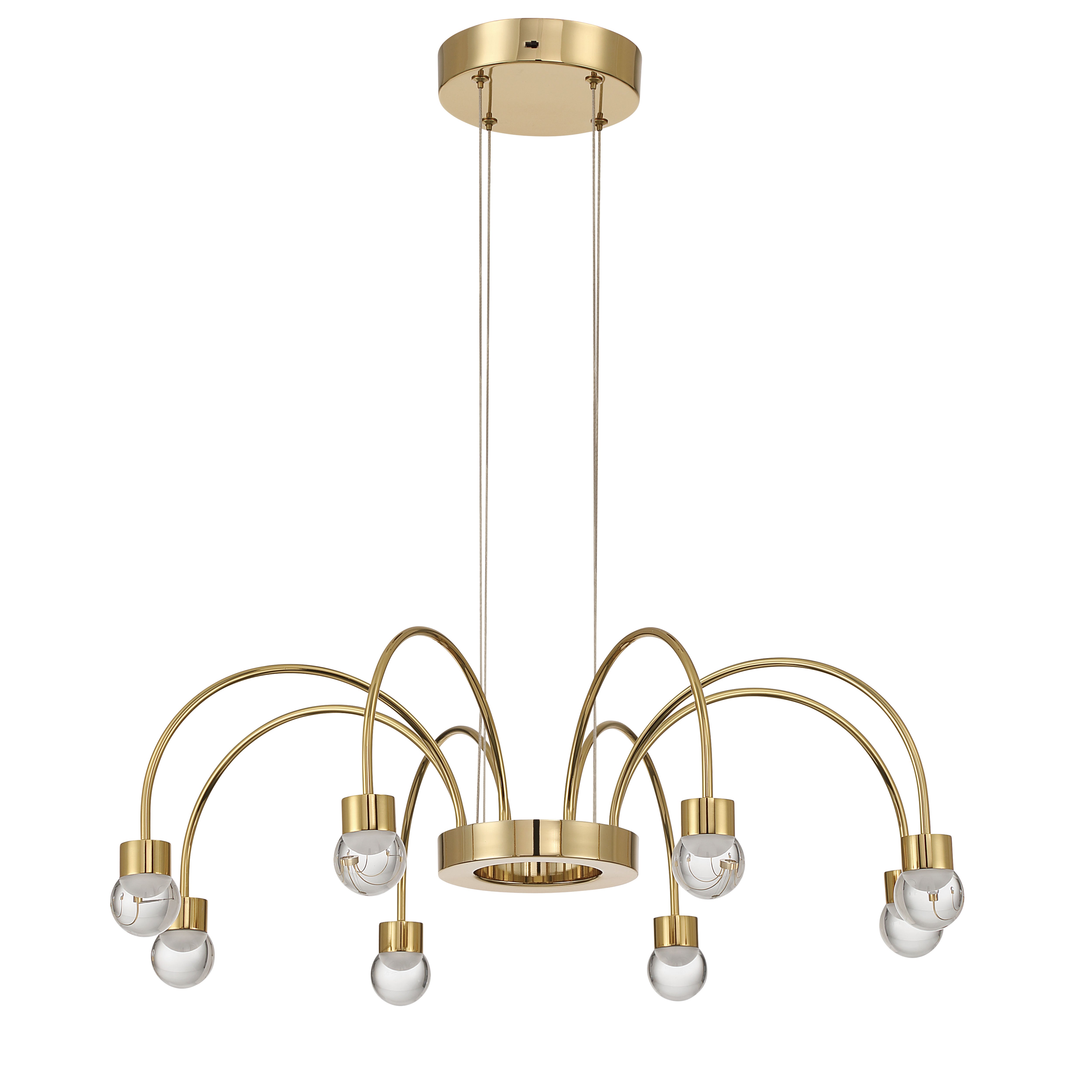Vario Integrated LED 8 light Chandelier in Titanium Gold with Globe diffusers - - Golden Lighting