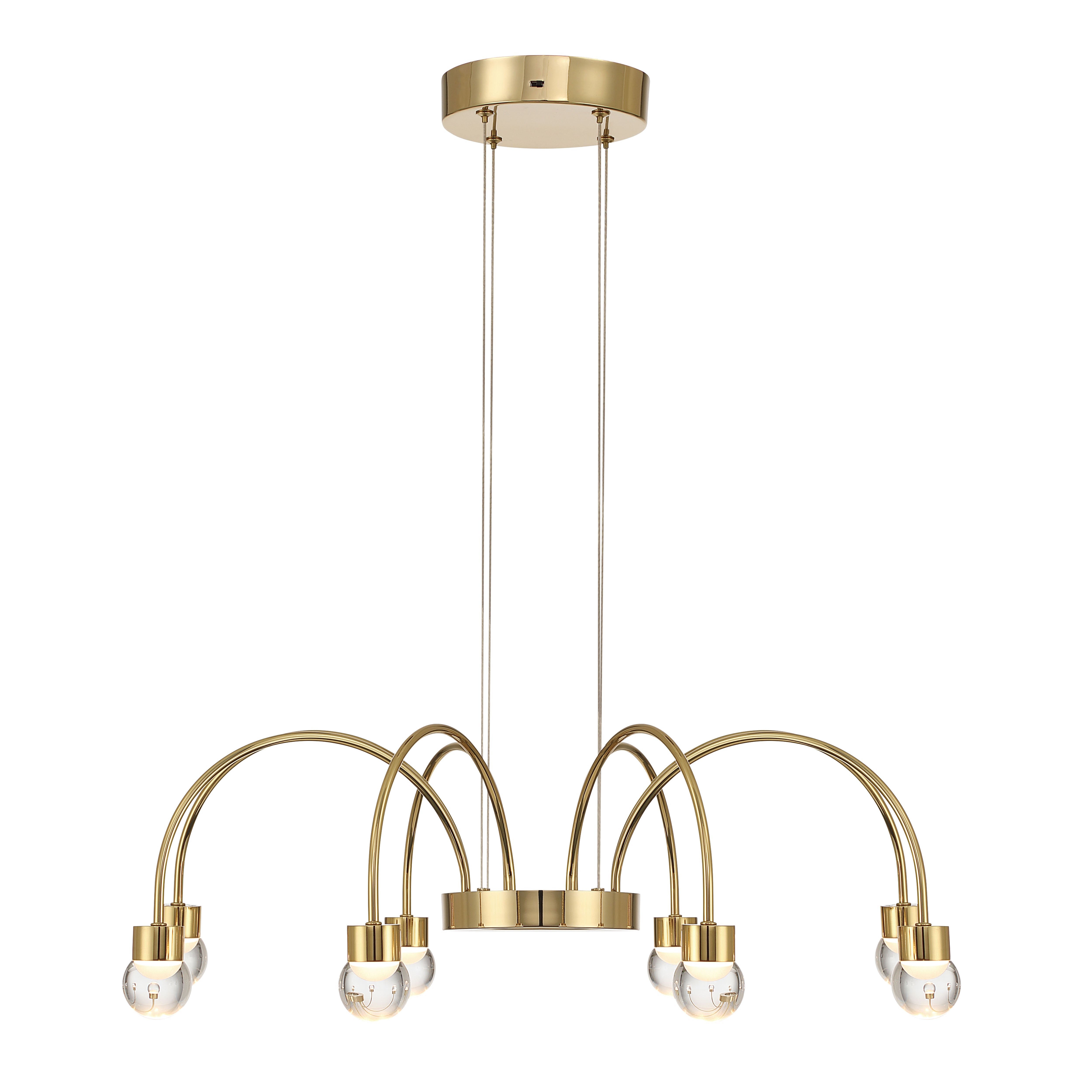 Vario Integrated LED 8 light Chandelier in Titanium Gold with Globe diffusers - - Golden Lighting
