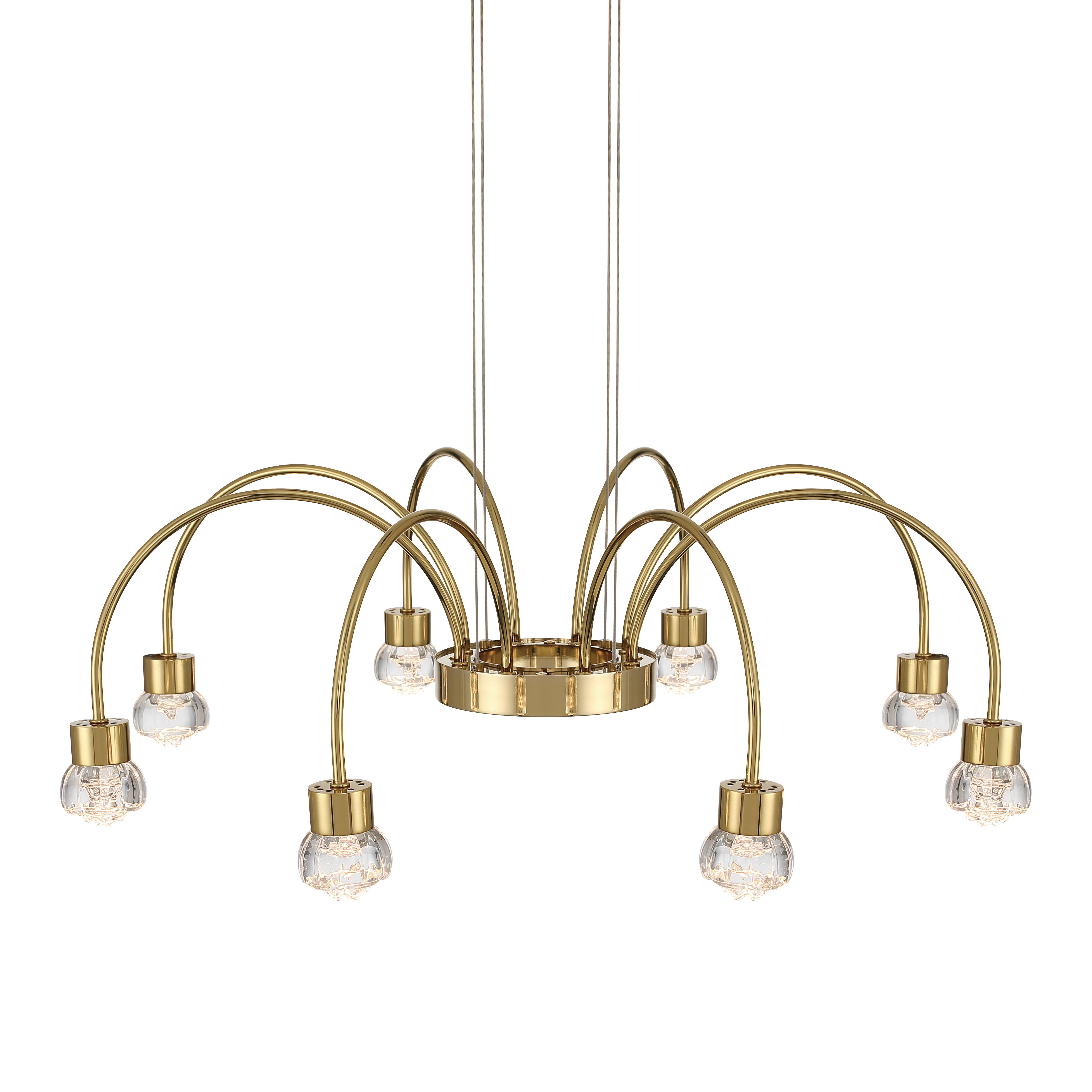 Vario Integrated LED 8 light Chandelier in Titanium Gold with Rose diffusers - - Golden Lighting
