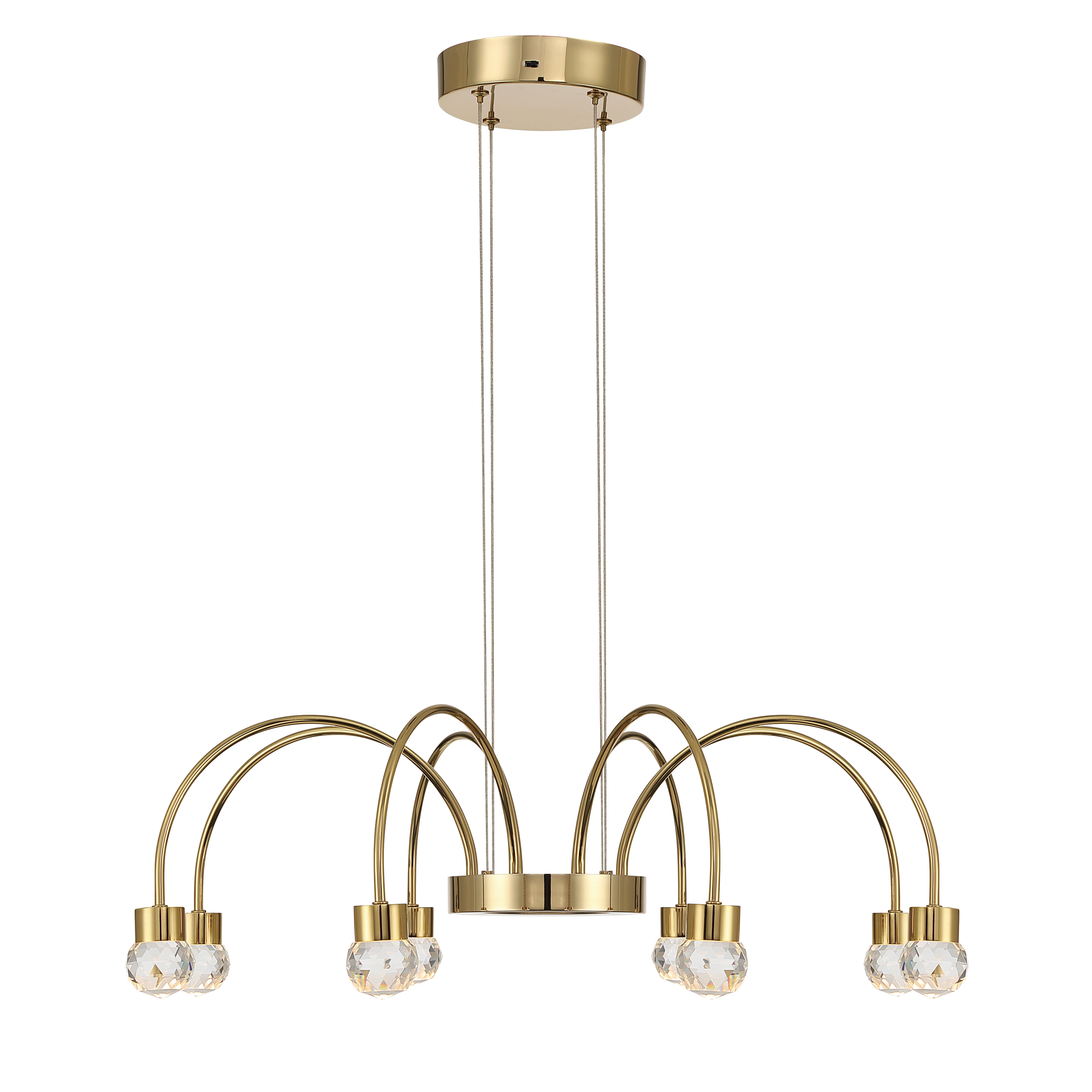 Vario Integrated LED 8 light Chandelier in Titanium Gold with Crystal diffusers - - Golden Lighting