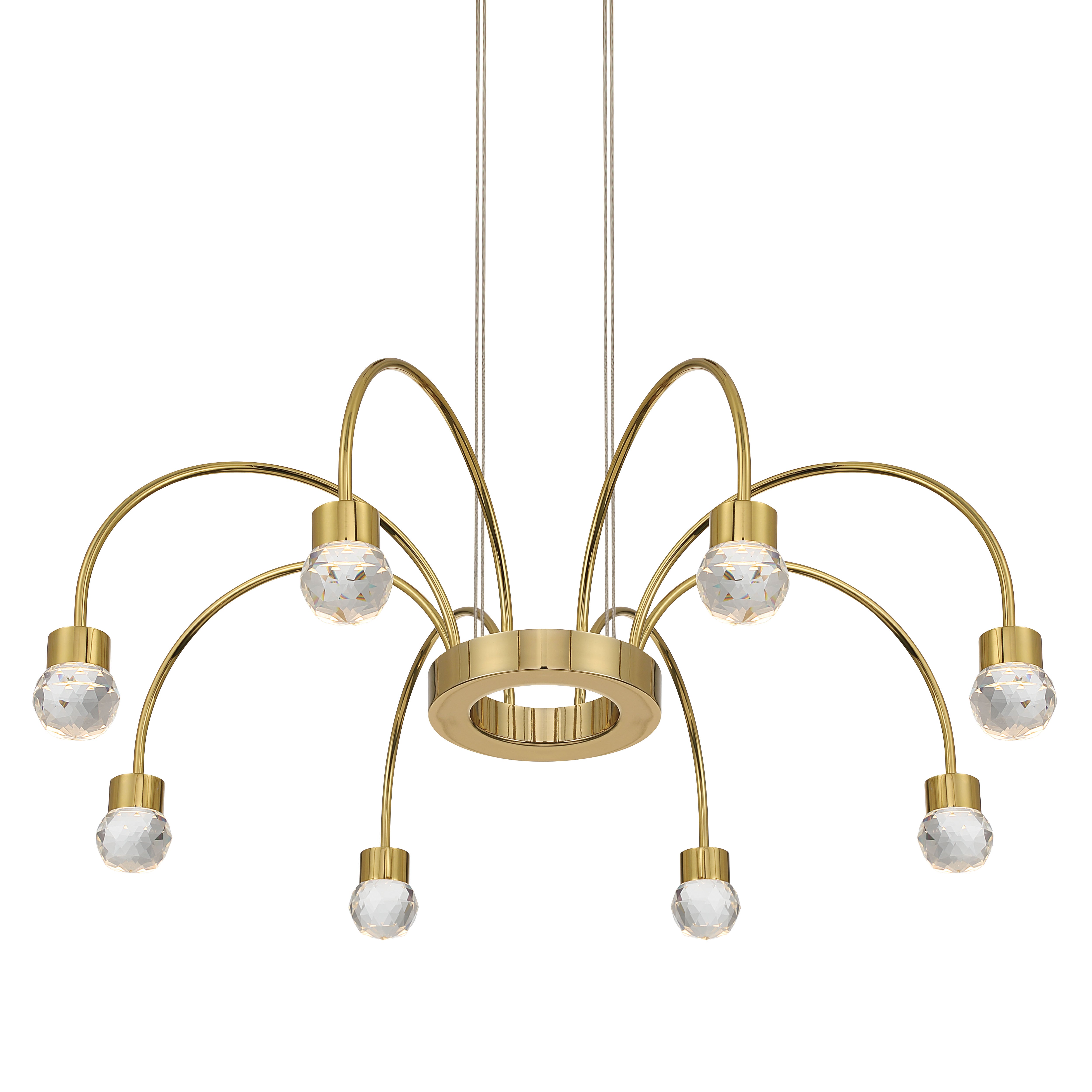 Vario Integrated LED 8 light Chandelier in Titanium Gold with Crystal diffusers - - Golden Lighting