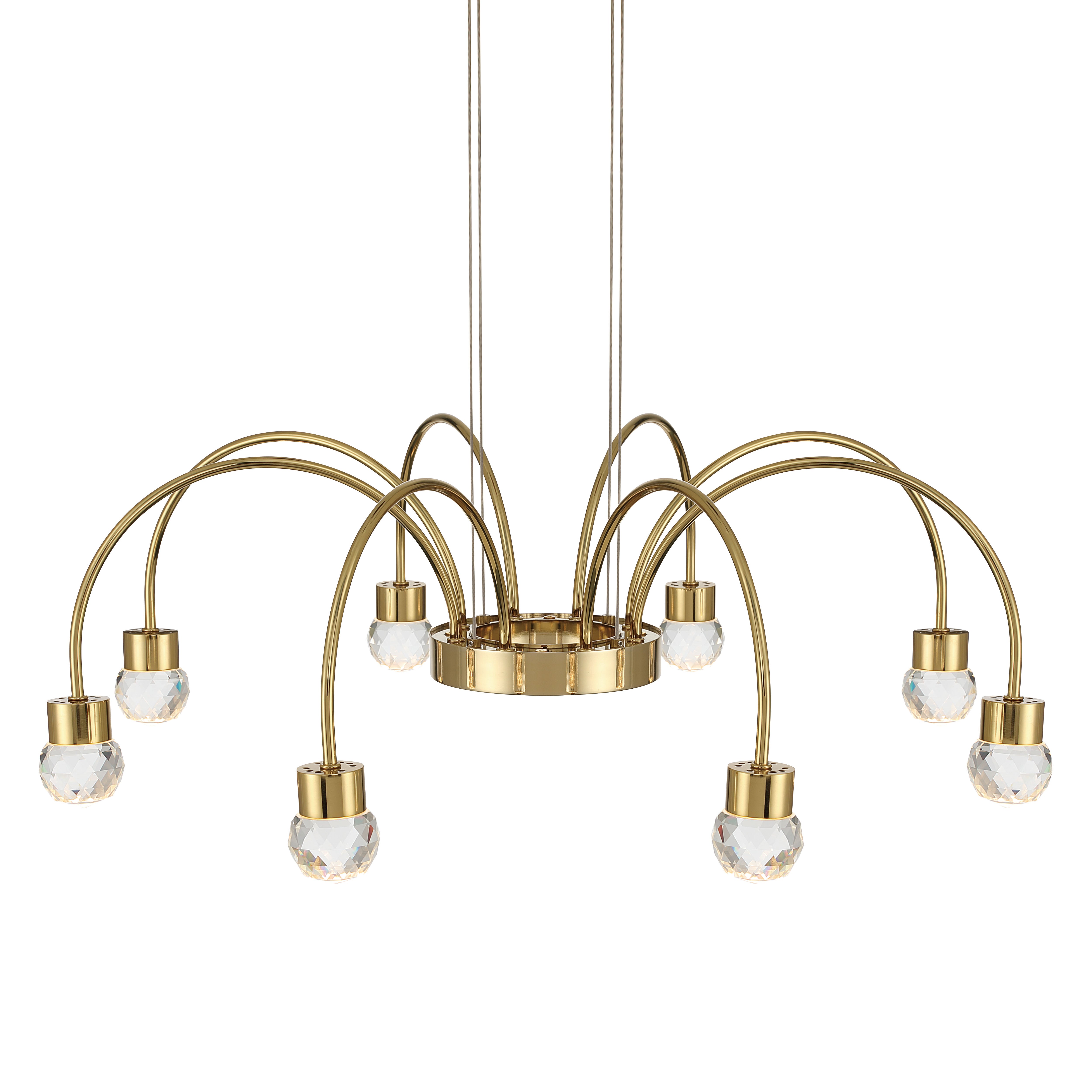 Vario Integrated LED 8 light Chandelier in Titanium Gold with Crystal diffusers - - Golden Lighting