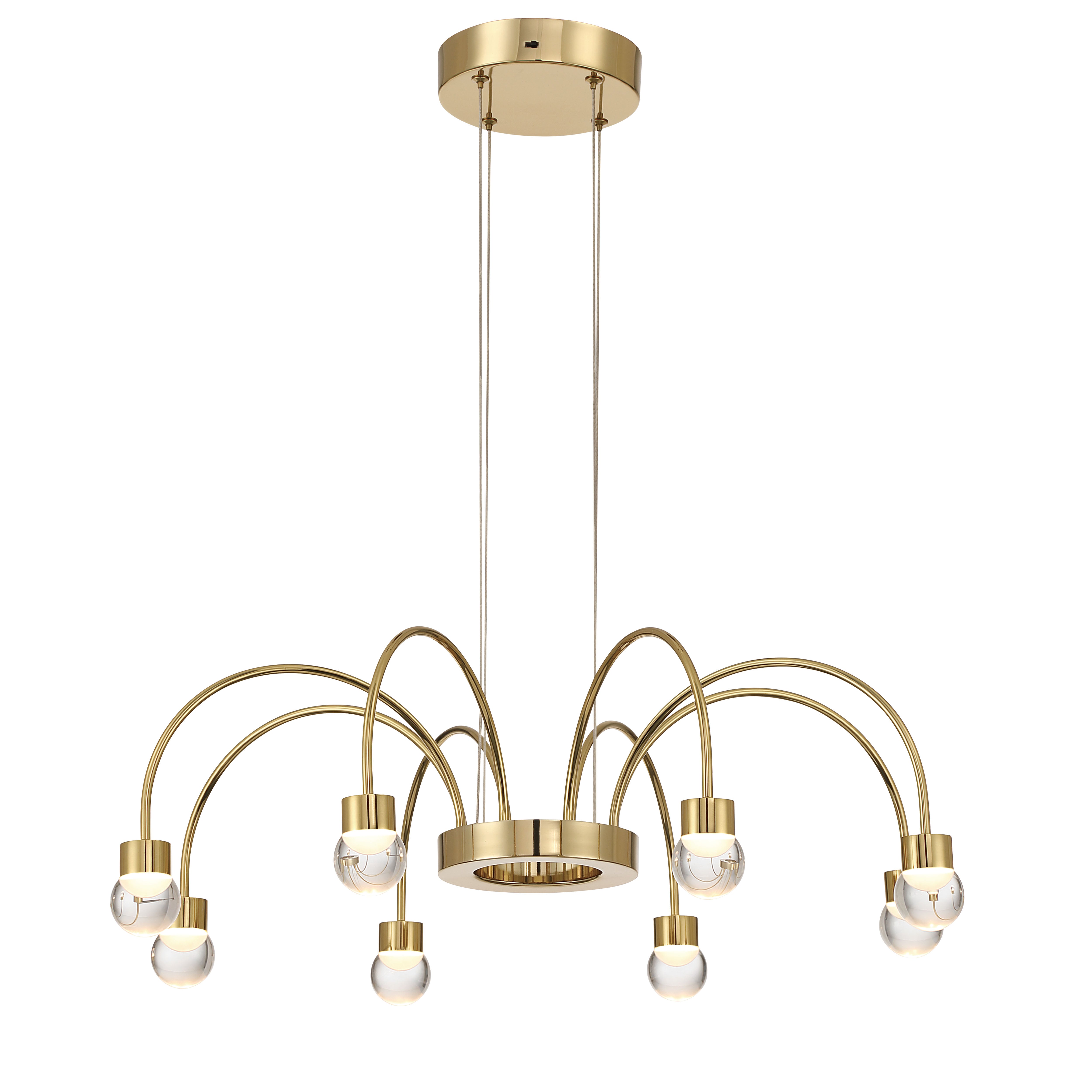 Yep by Golden Lighting Vario Integrated LED 8 light Chandelier in Titanium Gold with Globe diffusers - - Golden Lighting