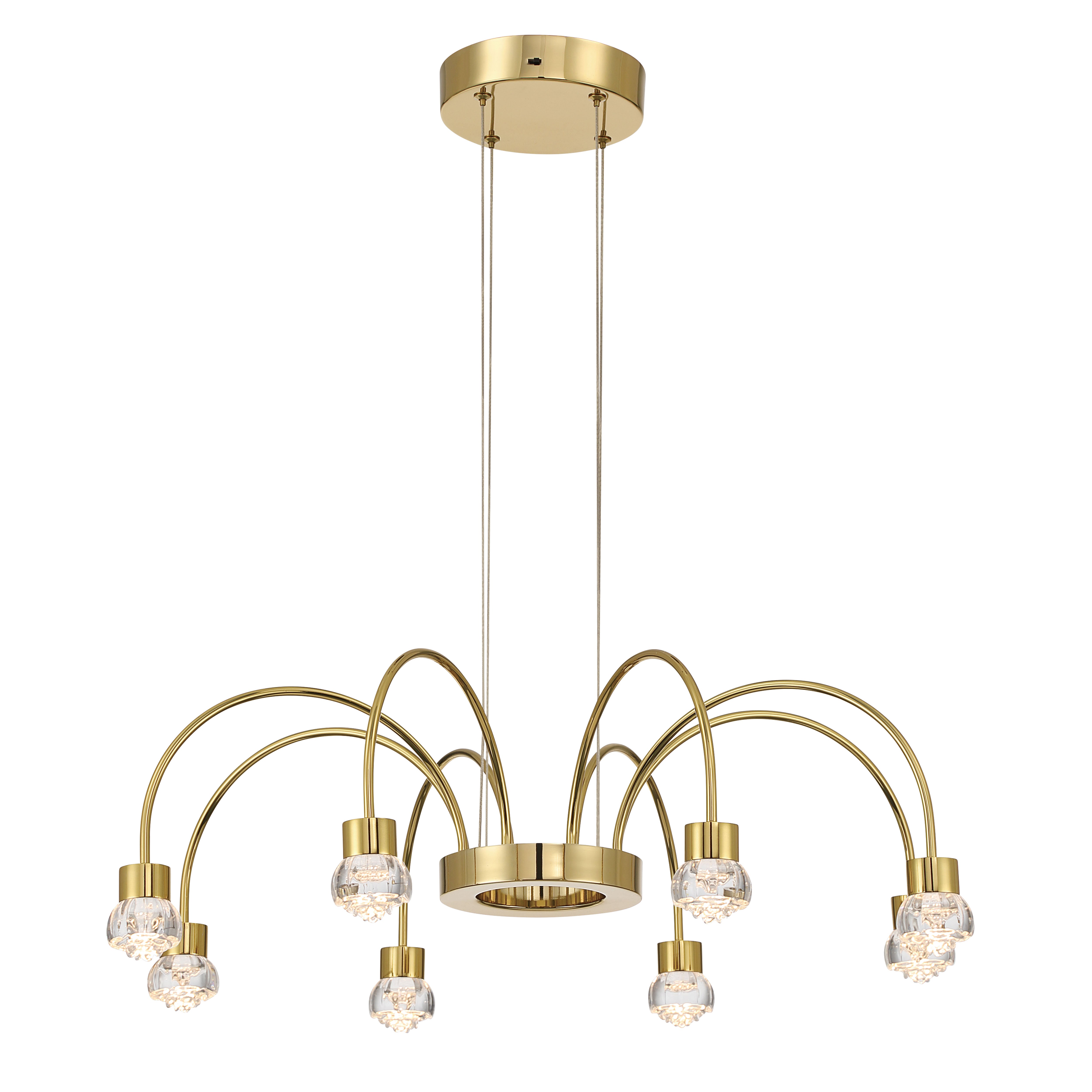 Yep by Golden Lighting Vario Integrated LED 8 light Chandelier in Titanium Gold with Rose diffusers - Default Title - Golden Lighting