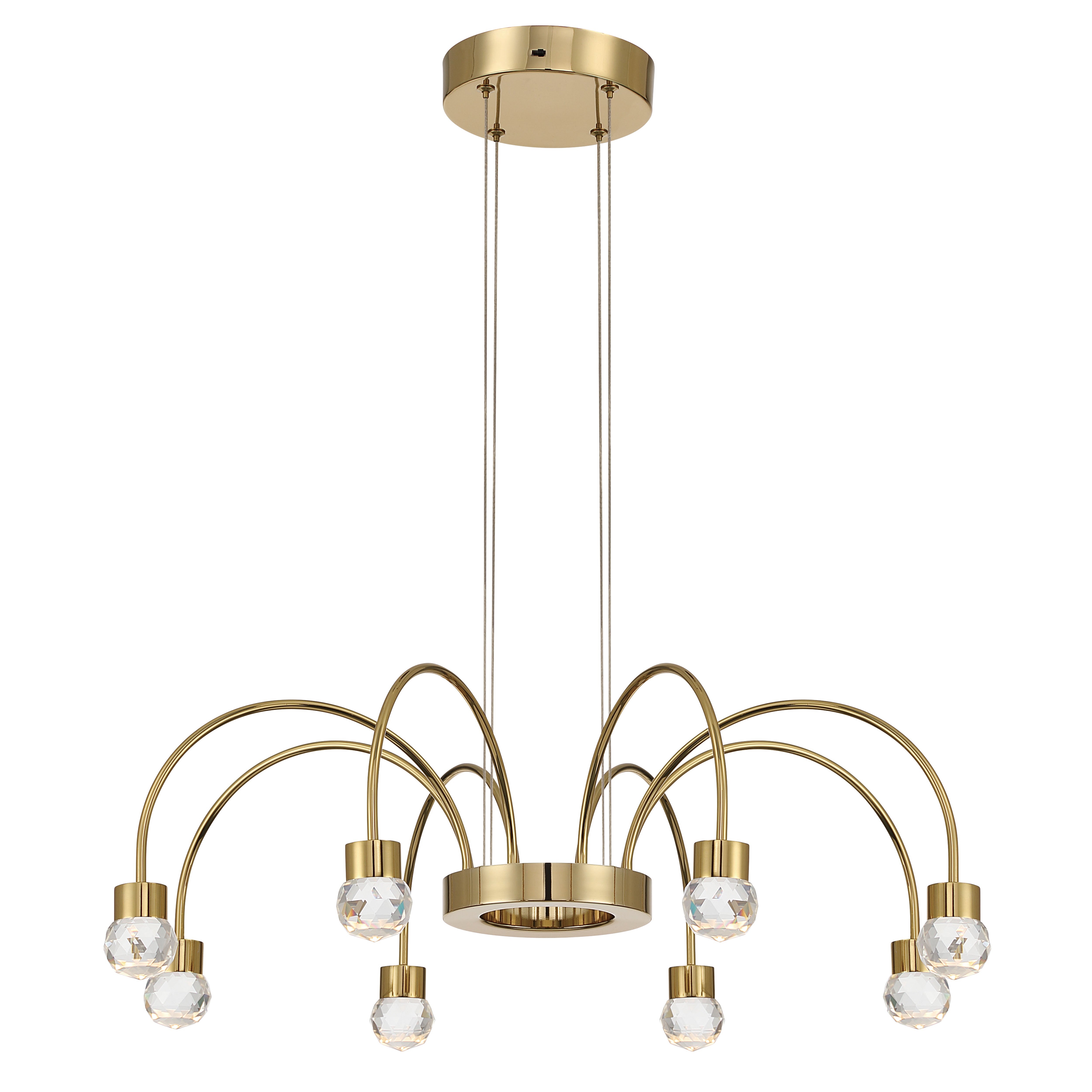Yep by Golden Lighting Vario Integrated LED 8 light Chandelier in Titanium Gold with Crystal diffusers - Default Title - Golden Lighting