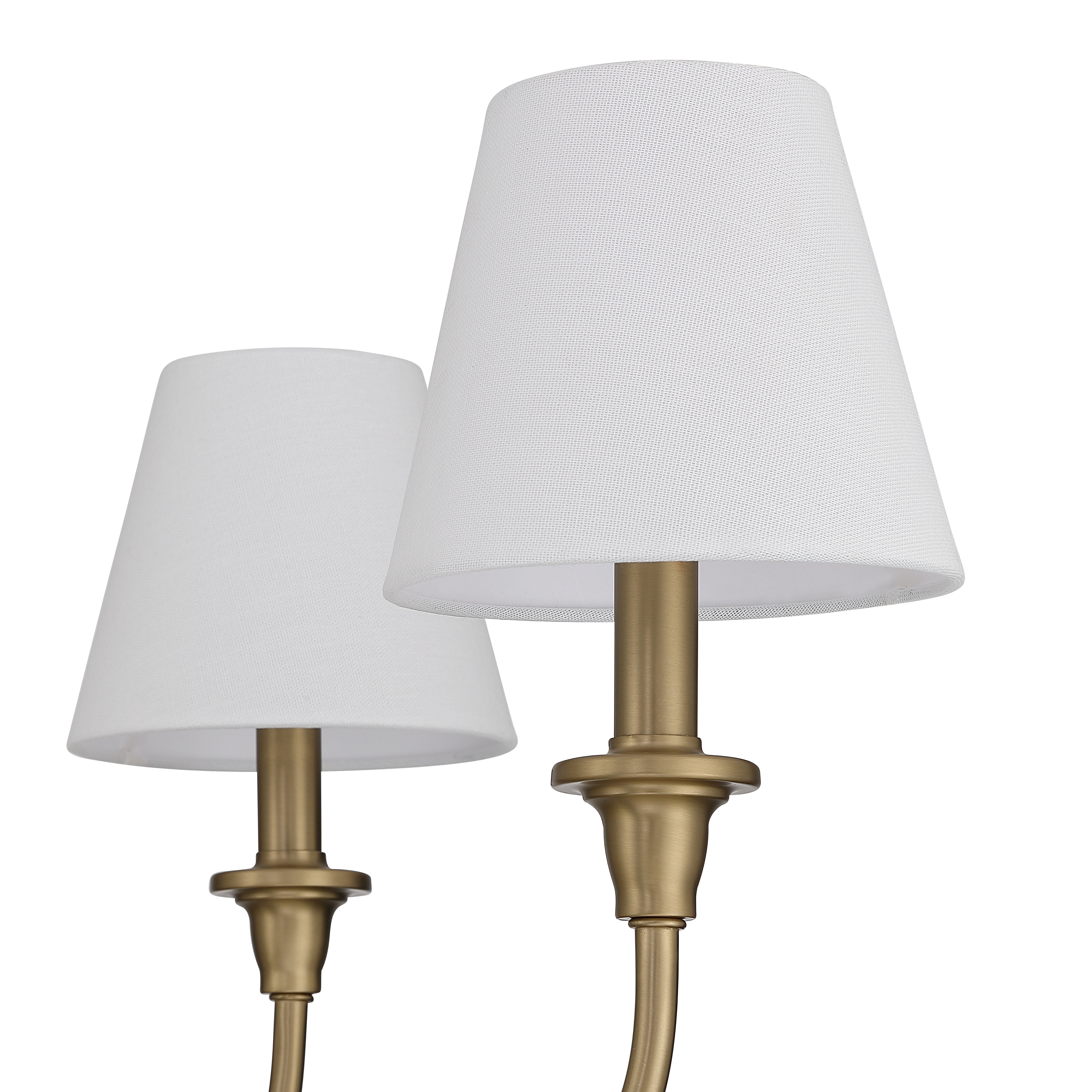 Cambria 6-Light Chandelier in Brushed Champagne Brass with White Shades - - Golden Lighting
