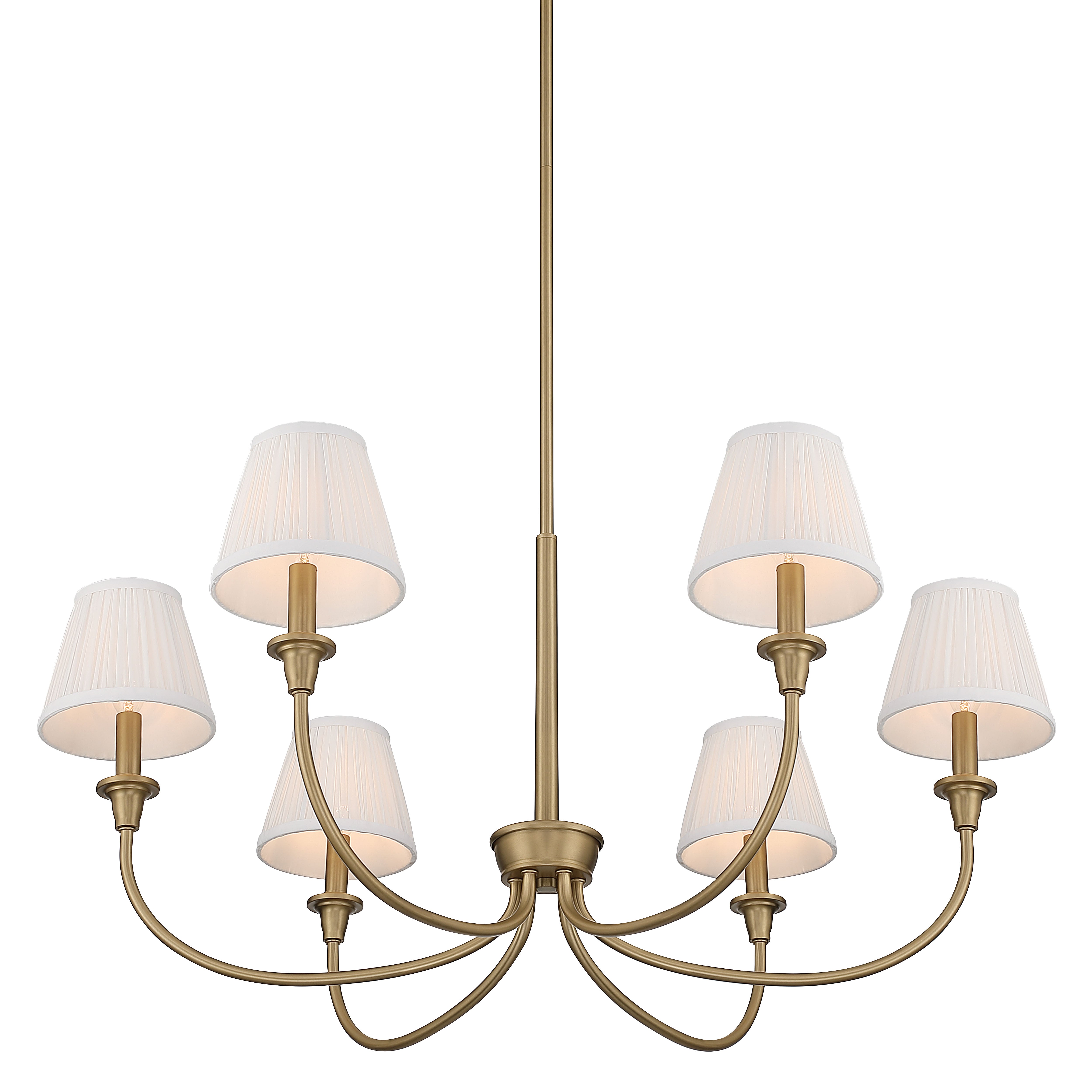 Cambria 6-Light Chandelier in Brushed Champagne Brass & Gathered White Shade - - Golden Lighting