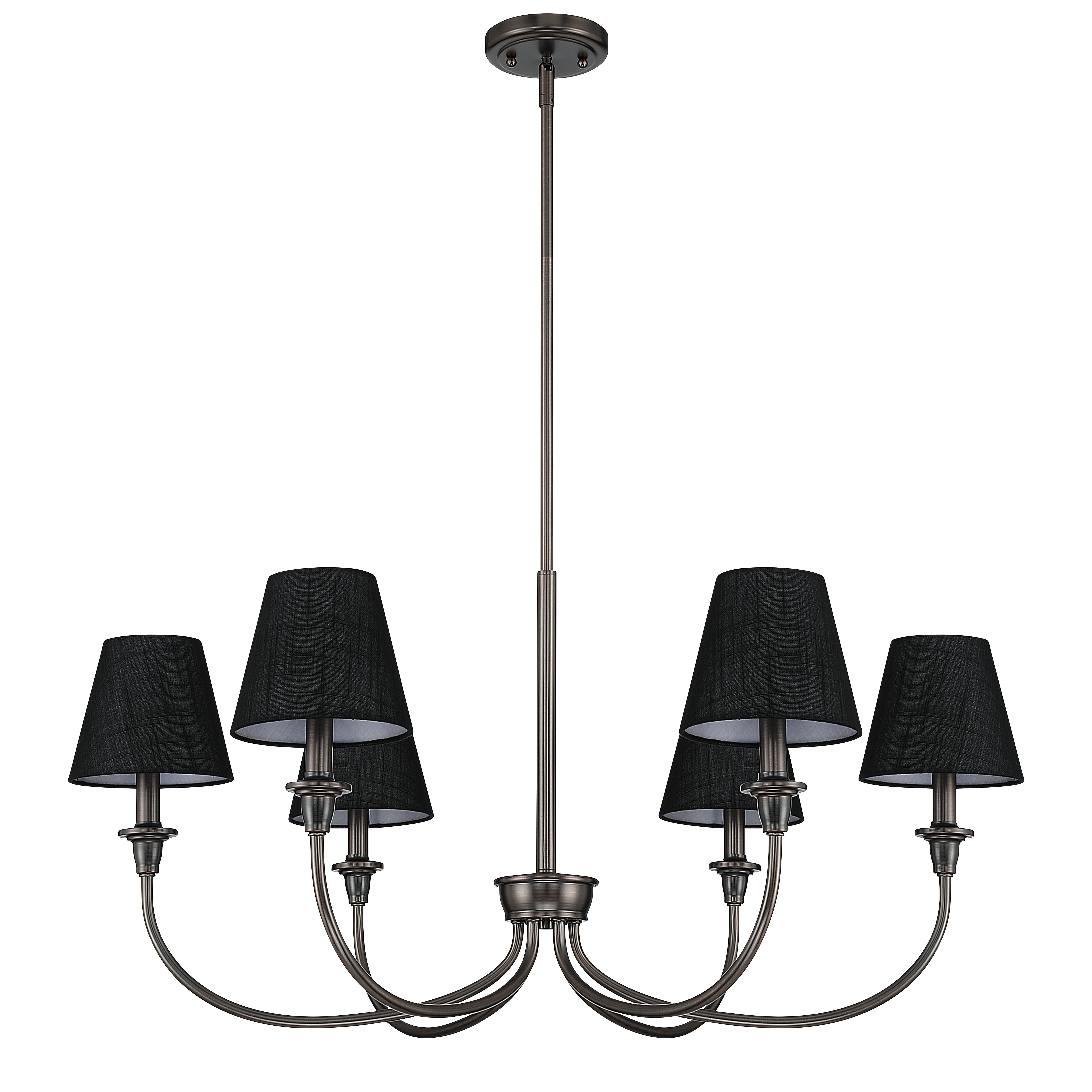 Cambria 6-Light Chandelier in Oil Rubbed Bronze & Black Shades - - Golden Lighting