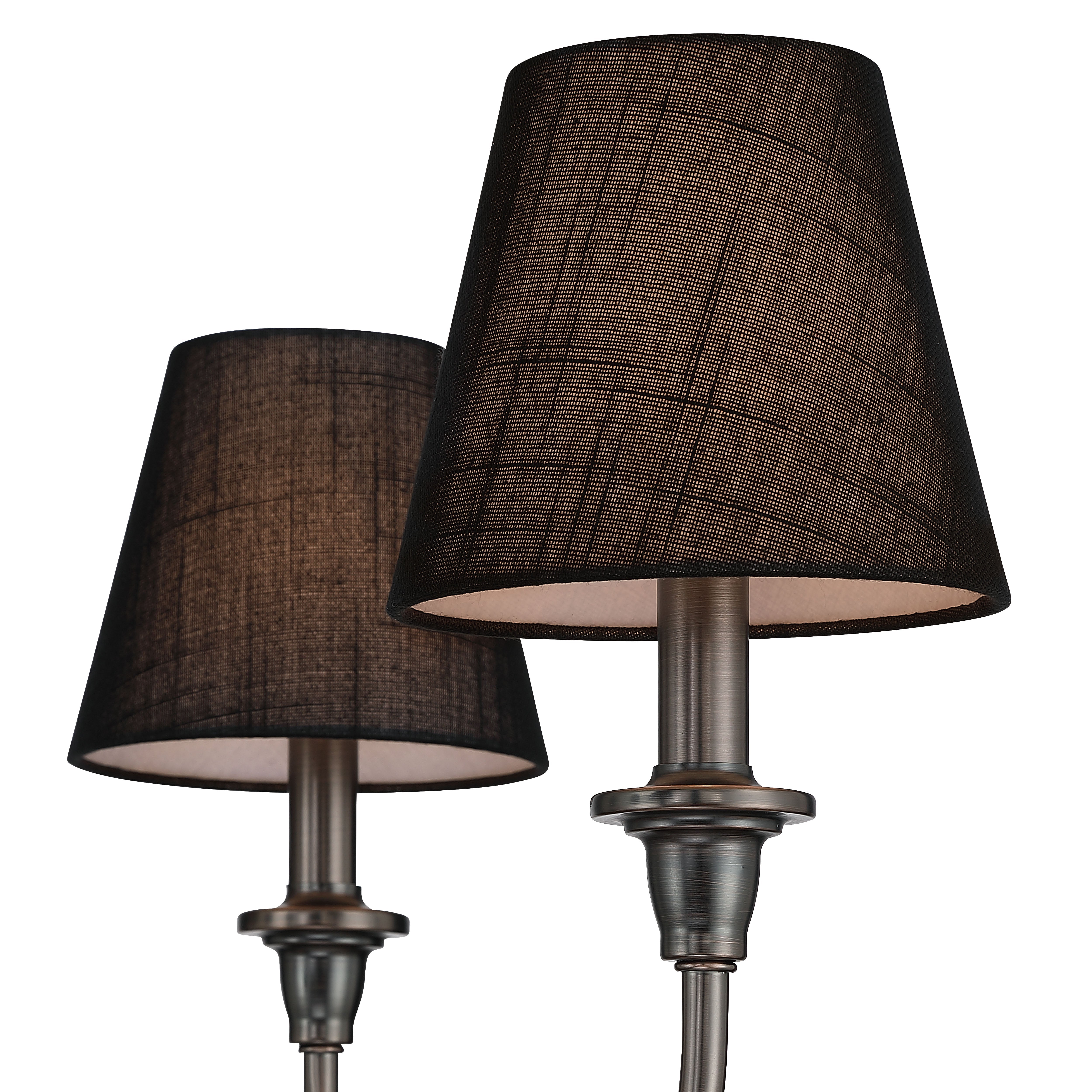 Cambria 6-Light Chandelier in Oil Rubbed Bronze & Black Shades - - Golden Lighting