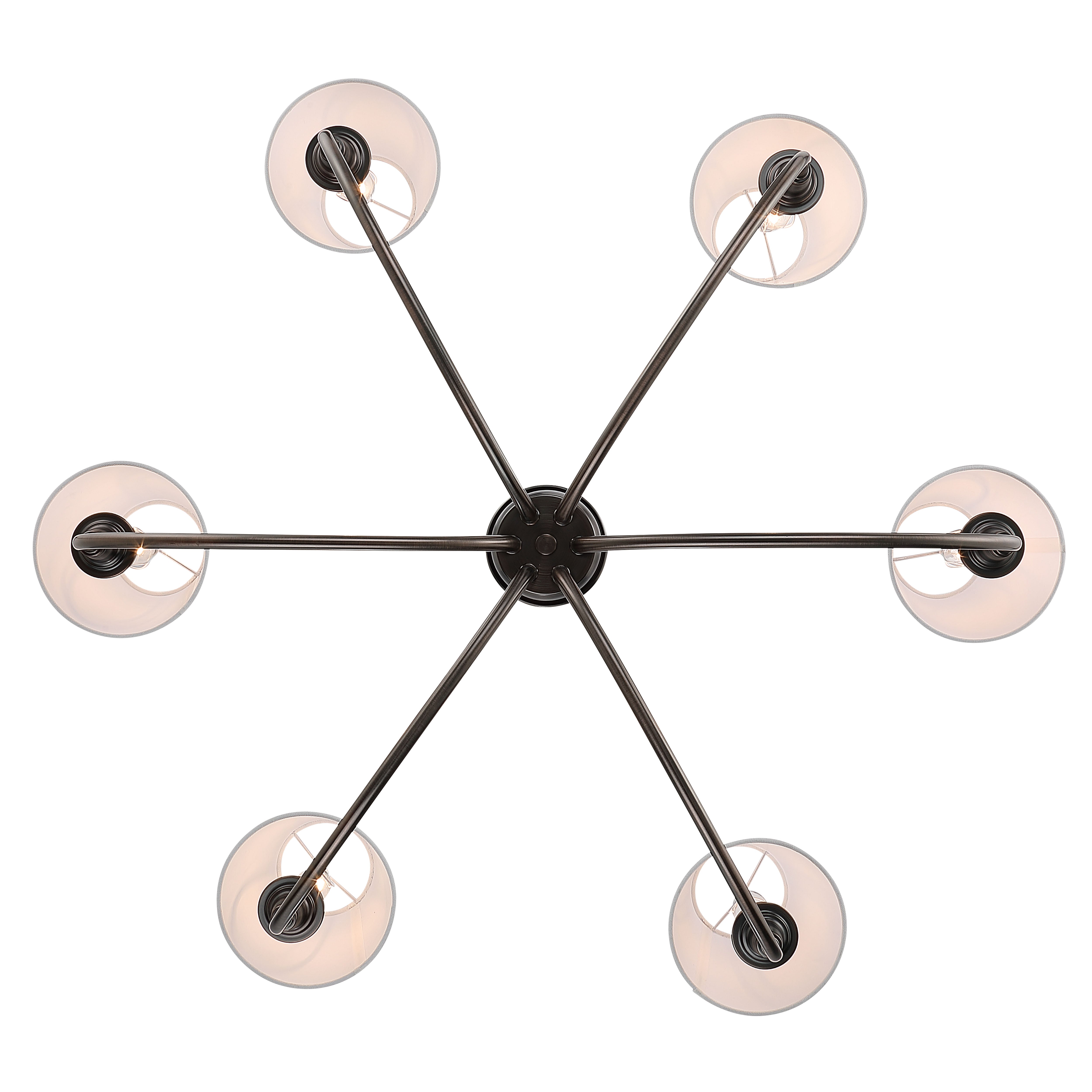 Cambria 6-Light Chandelier in Oil Rubbed Bronze & White Shades - - Golden Lighting