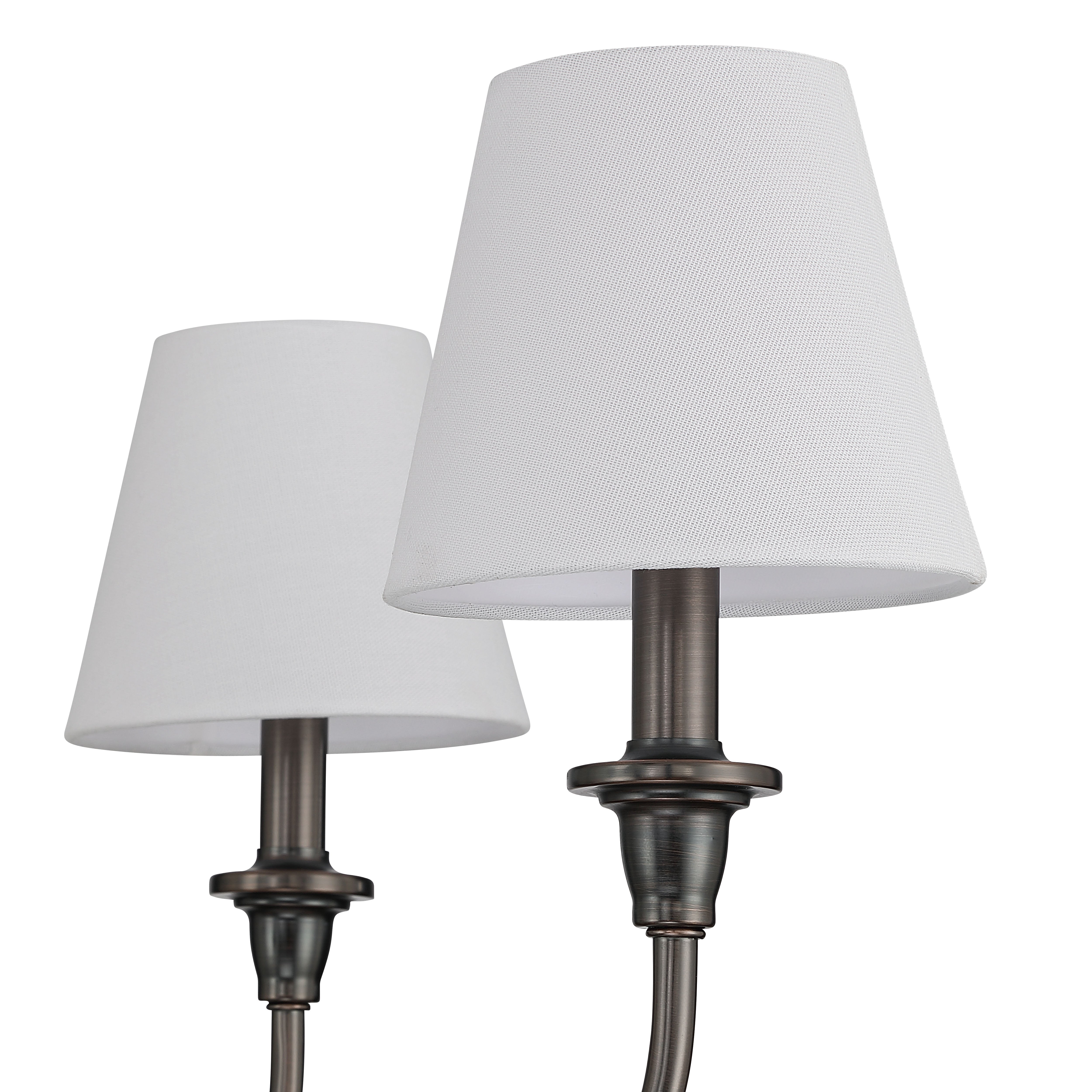 Cambria 6-Light Chandelier in Oil Rubbed Bronze & White Shades - - Golden Lighting