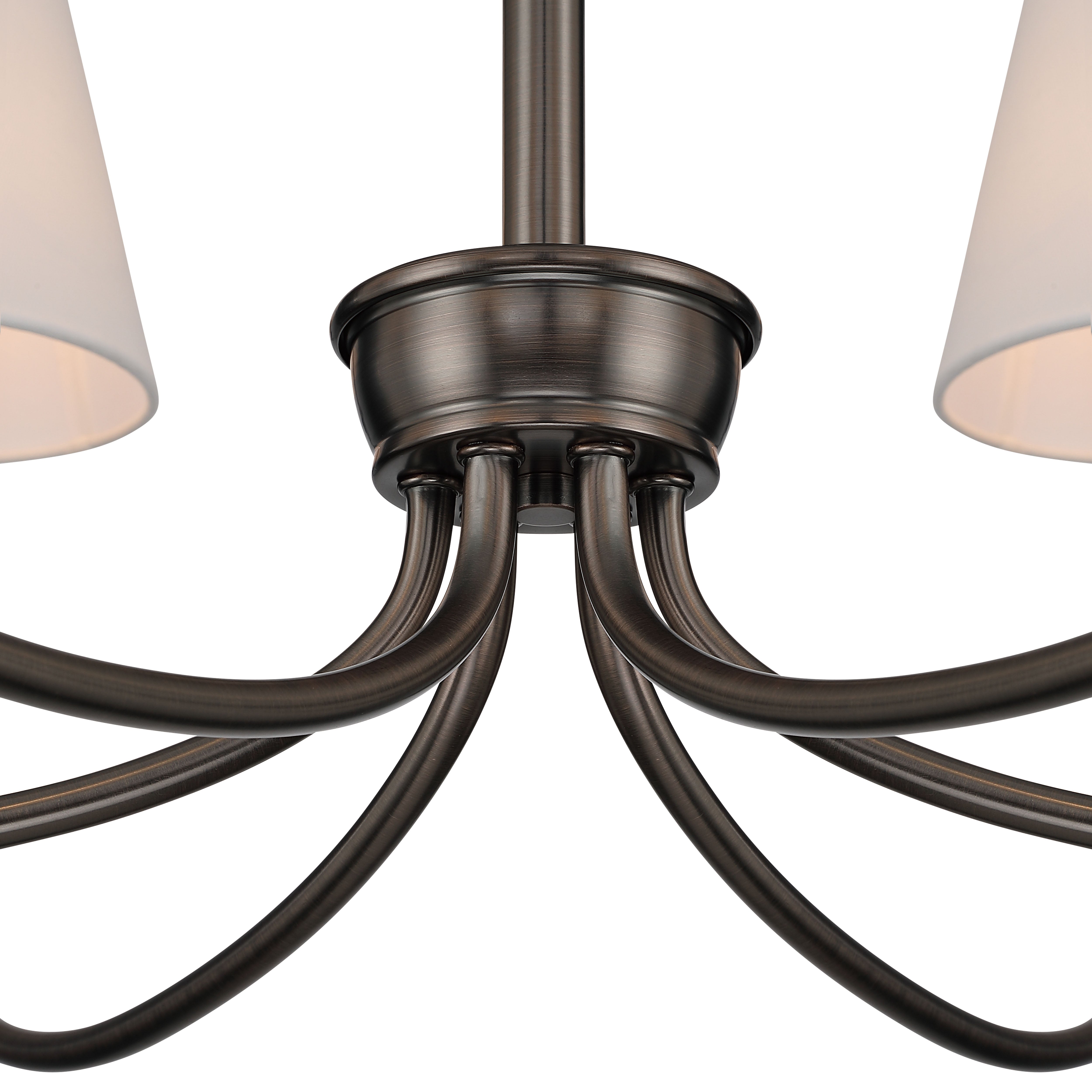 Cambria 6-Light Chandelier in Oil Rubbed Bronze & White Shades - - Golden Lighting