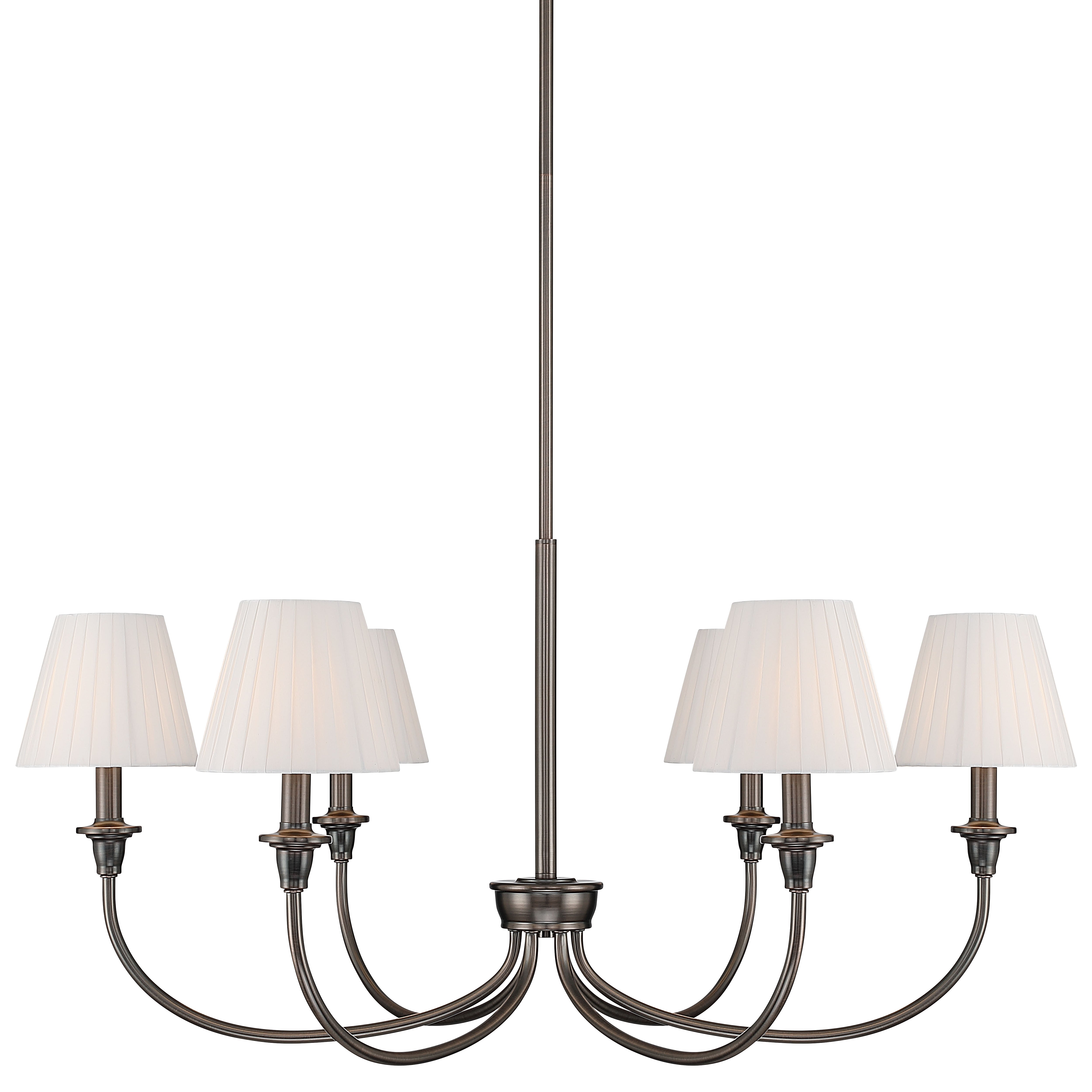 Cambria 6-Light Chandelier in Oil Rubbed Bronze & Pleated White Shades - - Golden Lighting