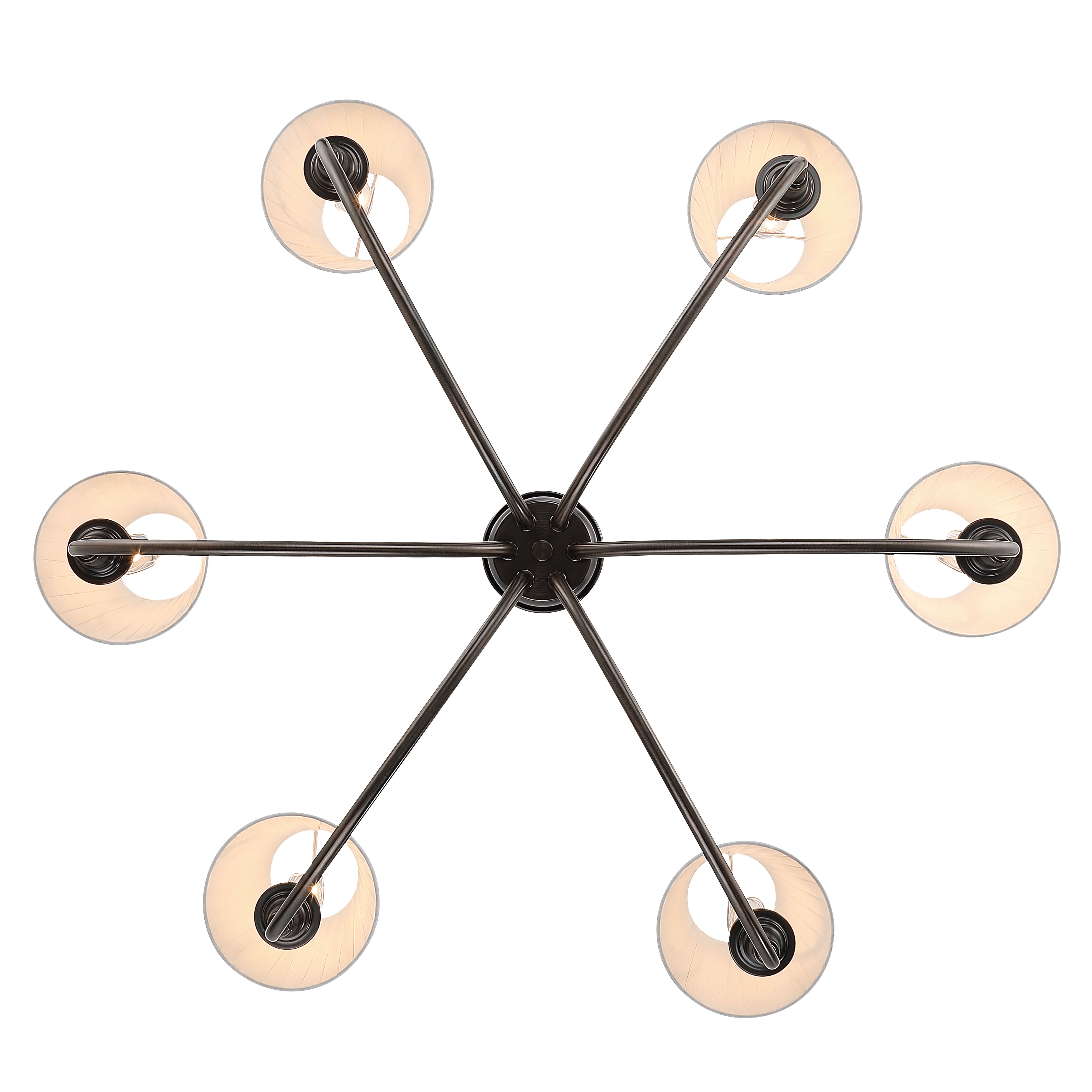 Cambria 6-Light Chandelier in Oil Rubbed Bronze & Pleated White Shades - - Golden Lighting