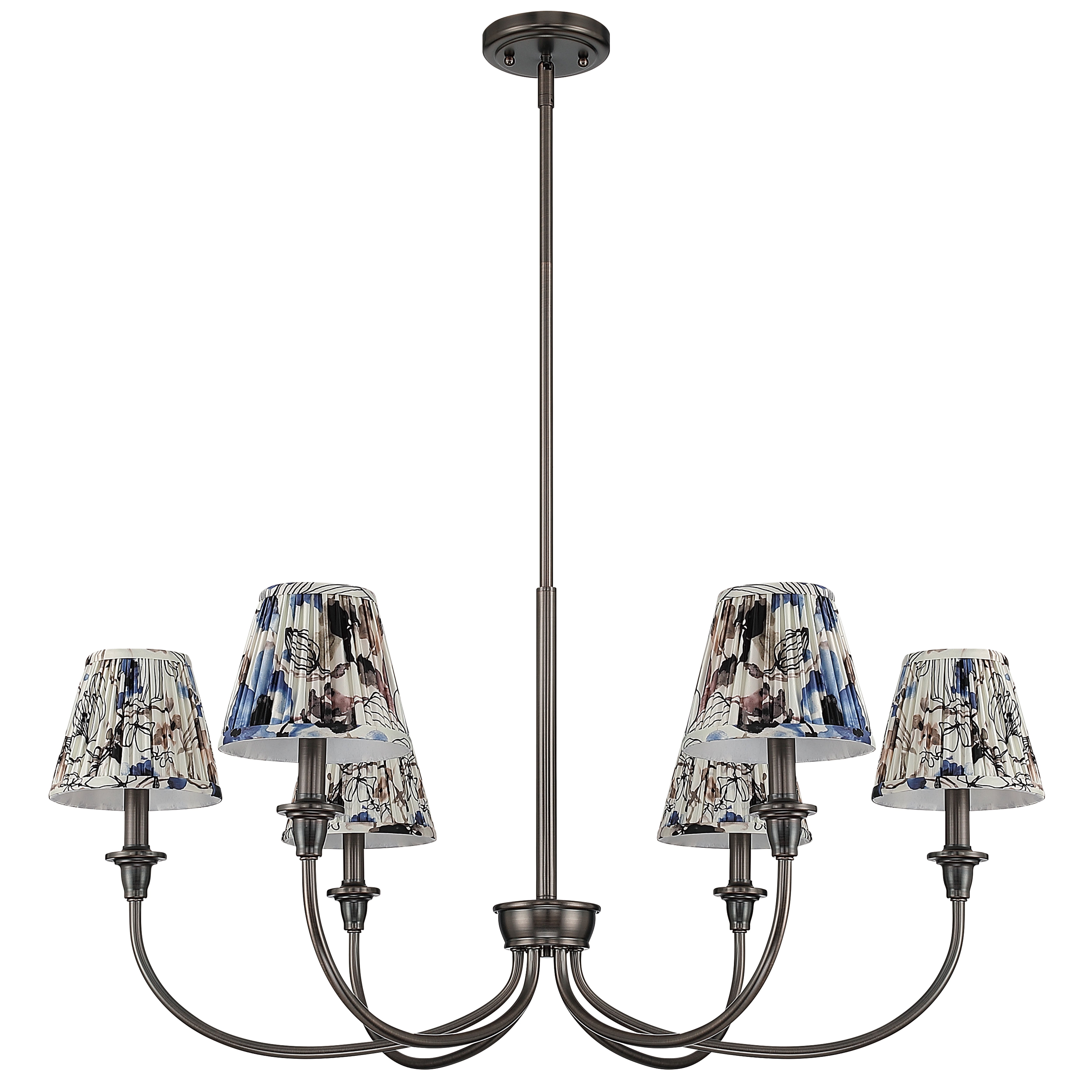 Cambria 6-light Chandelier in Oil Rubbed Bronze with Blue Poppy Shades - - Golden Lighting