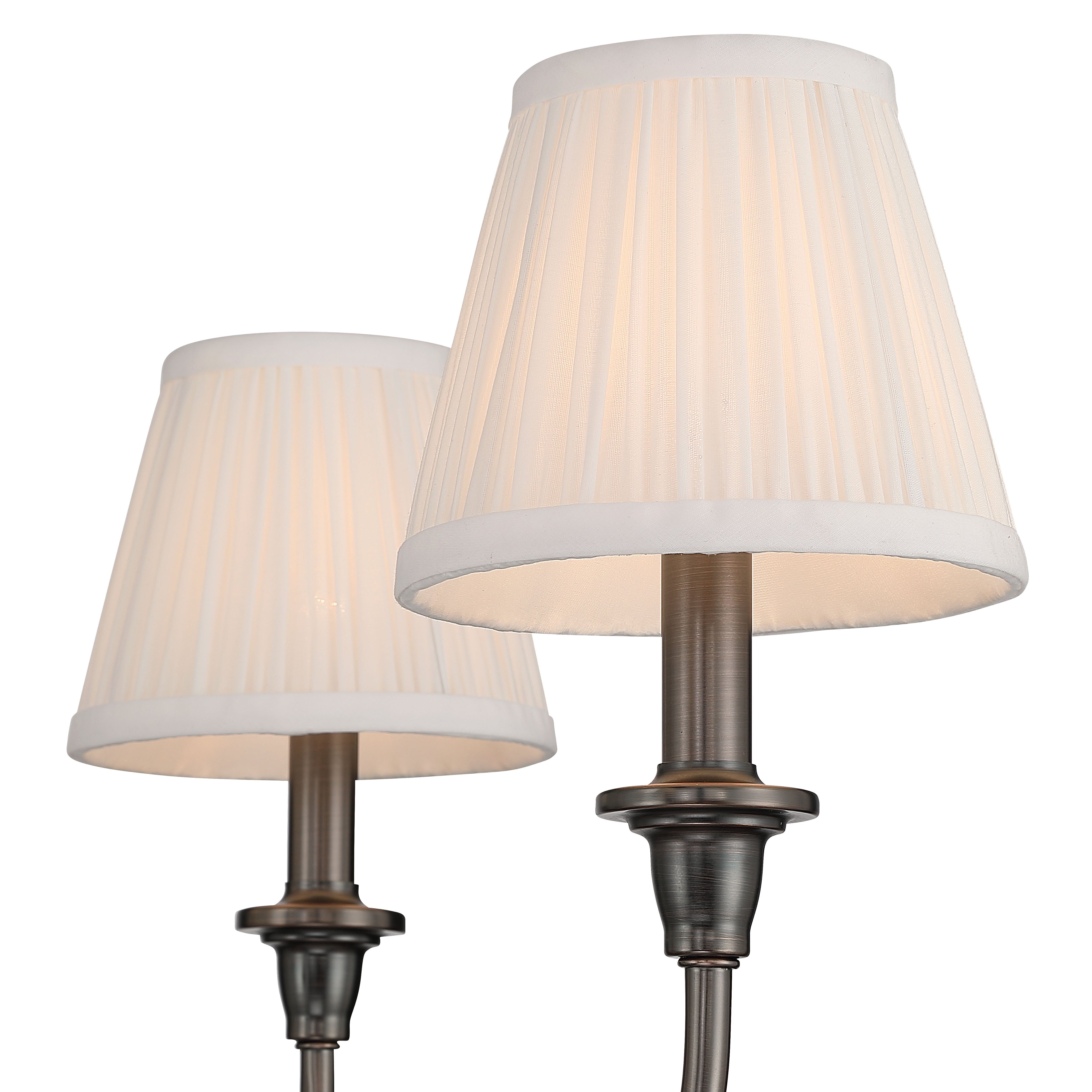 Cambria 6-light Chandelier in Oil Rubbed Bronze & Gathered White Shades - - Golden Lighting