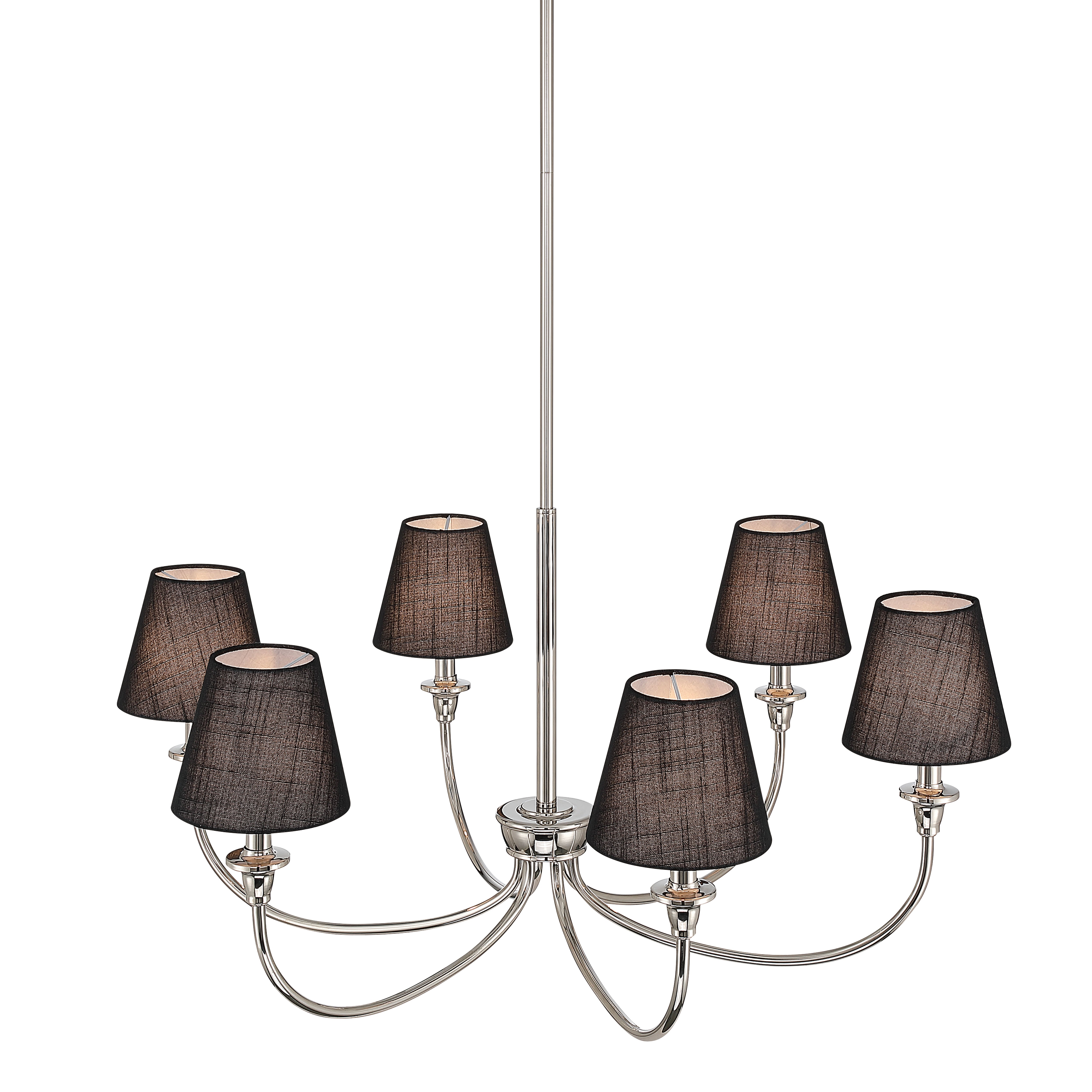 Cambria 6-light Chandelier in Polished Nickel with Black Shades - - Golden Lighting