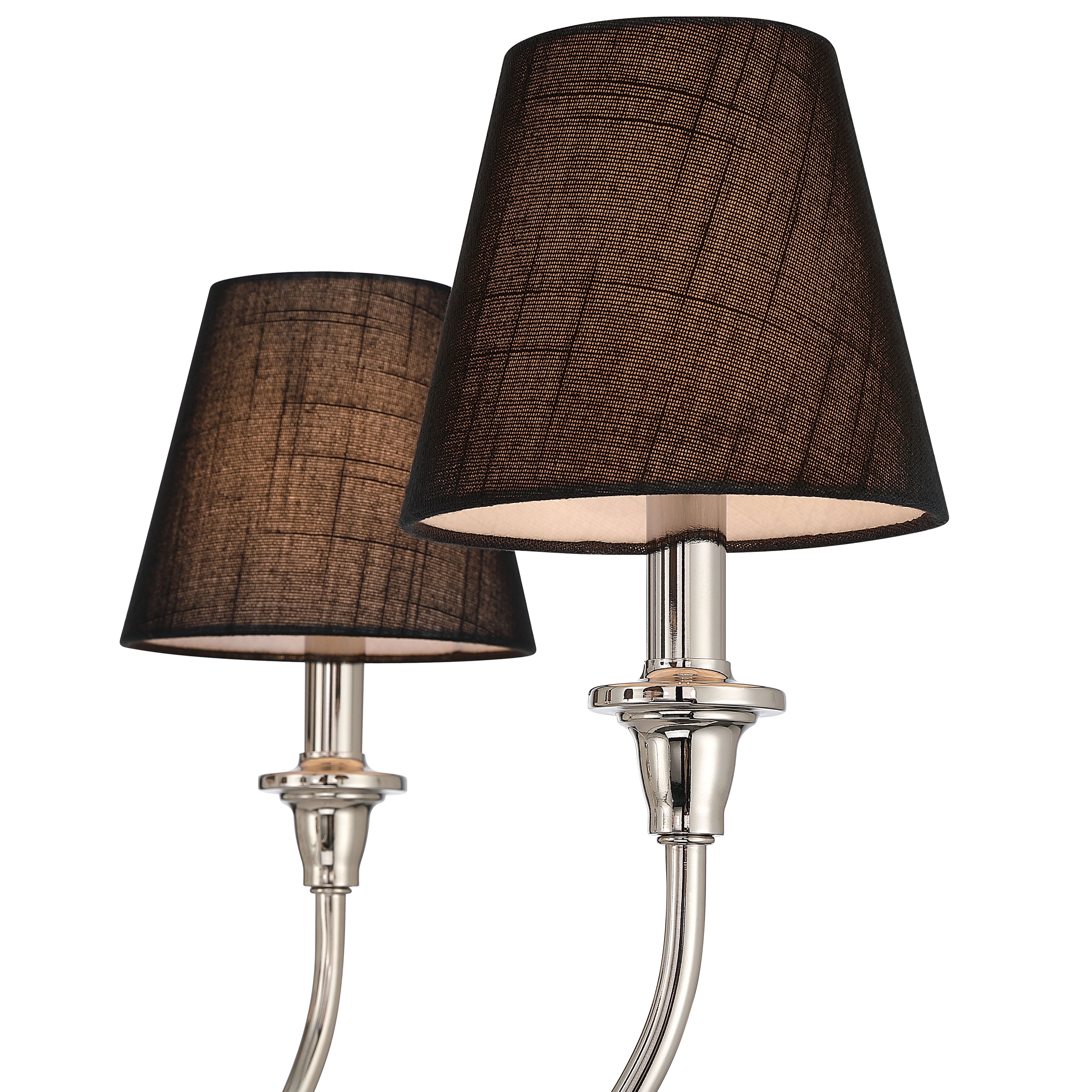 Cambria 6-light Chandelier in Polished Nickel with Black Shades - - Golden Lighting